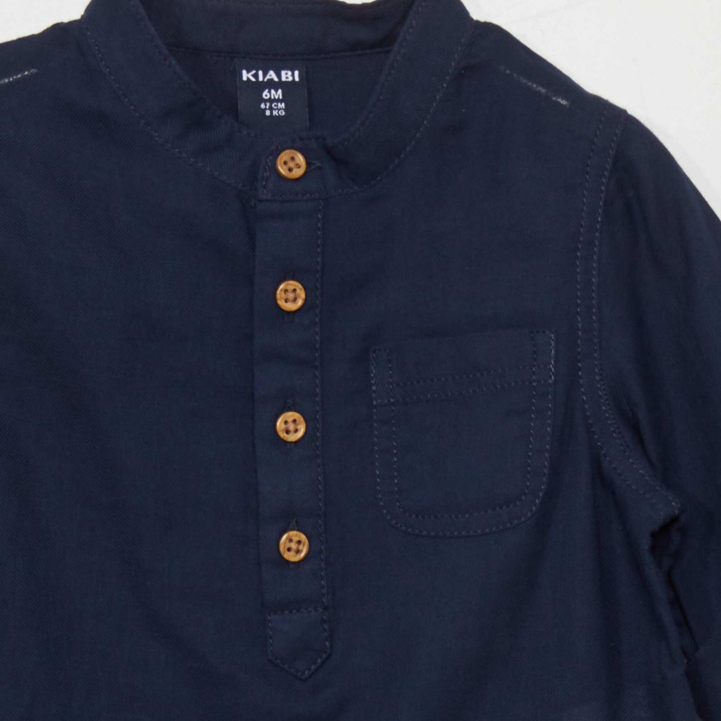 Eco-design shirt with grandad collar BLACK