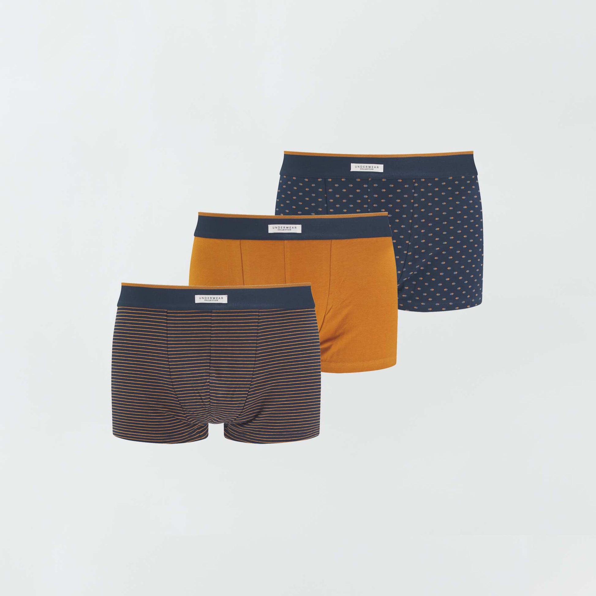 Pack of 3 pairs of cotton boxer shorts BLUE