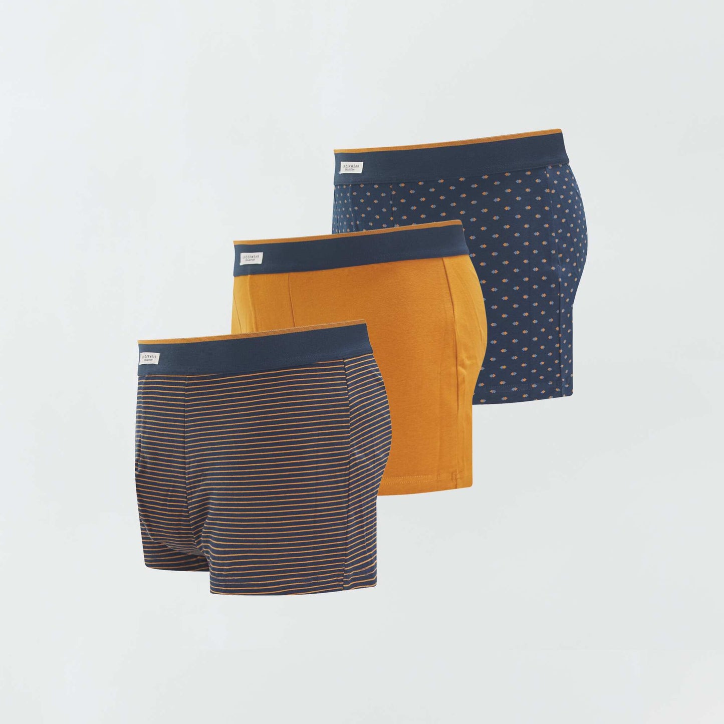 Pack of 3 pairs of cotton boxer shorts BLUE
