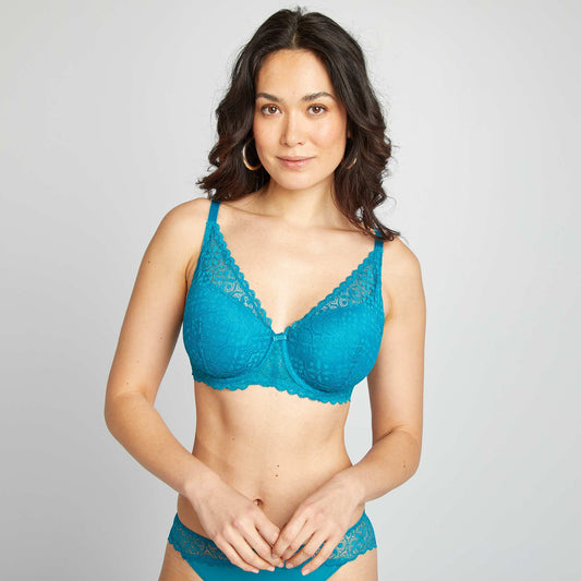 Padded bra for D-E cups BLUE