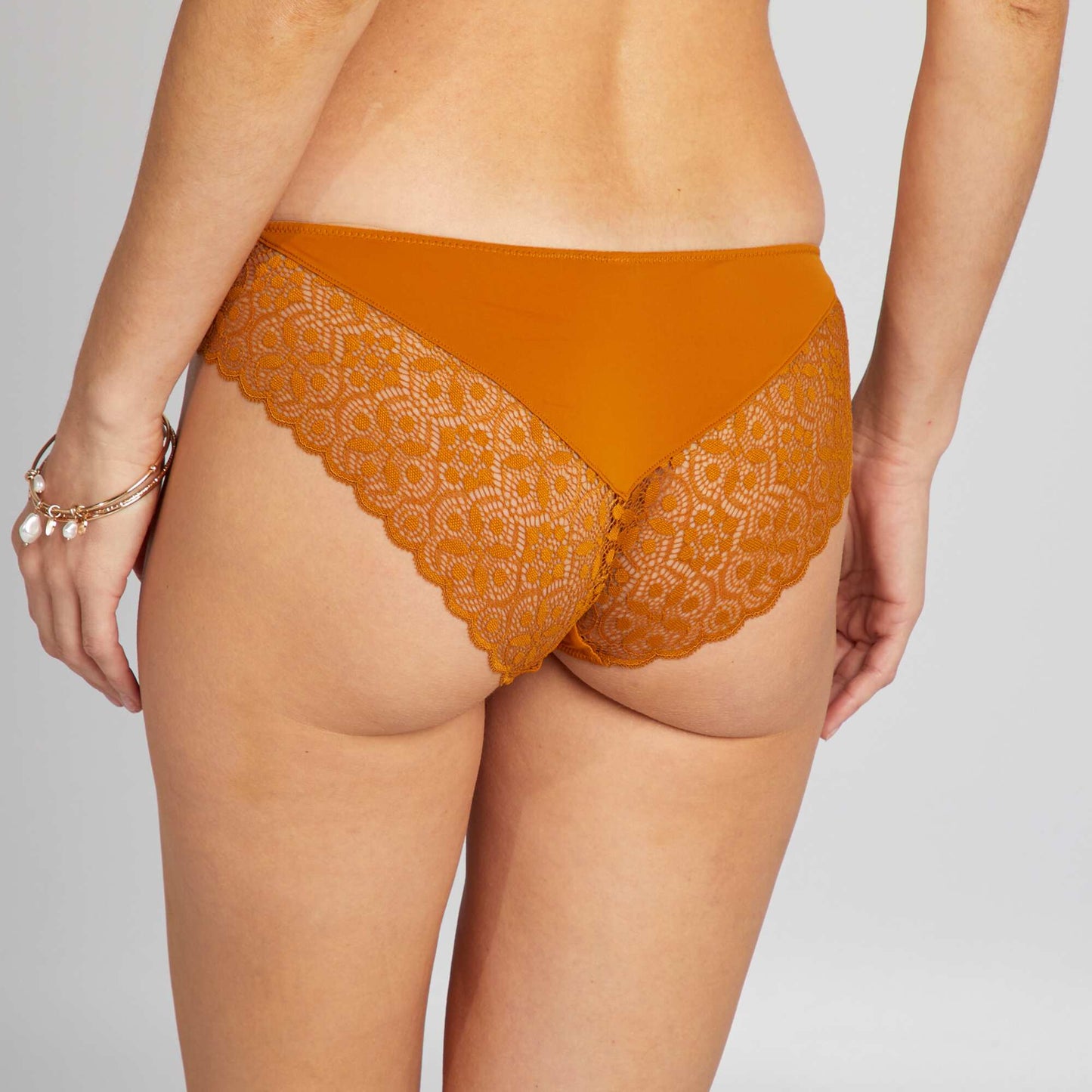 Microfibre and lace briefs YELLOW