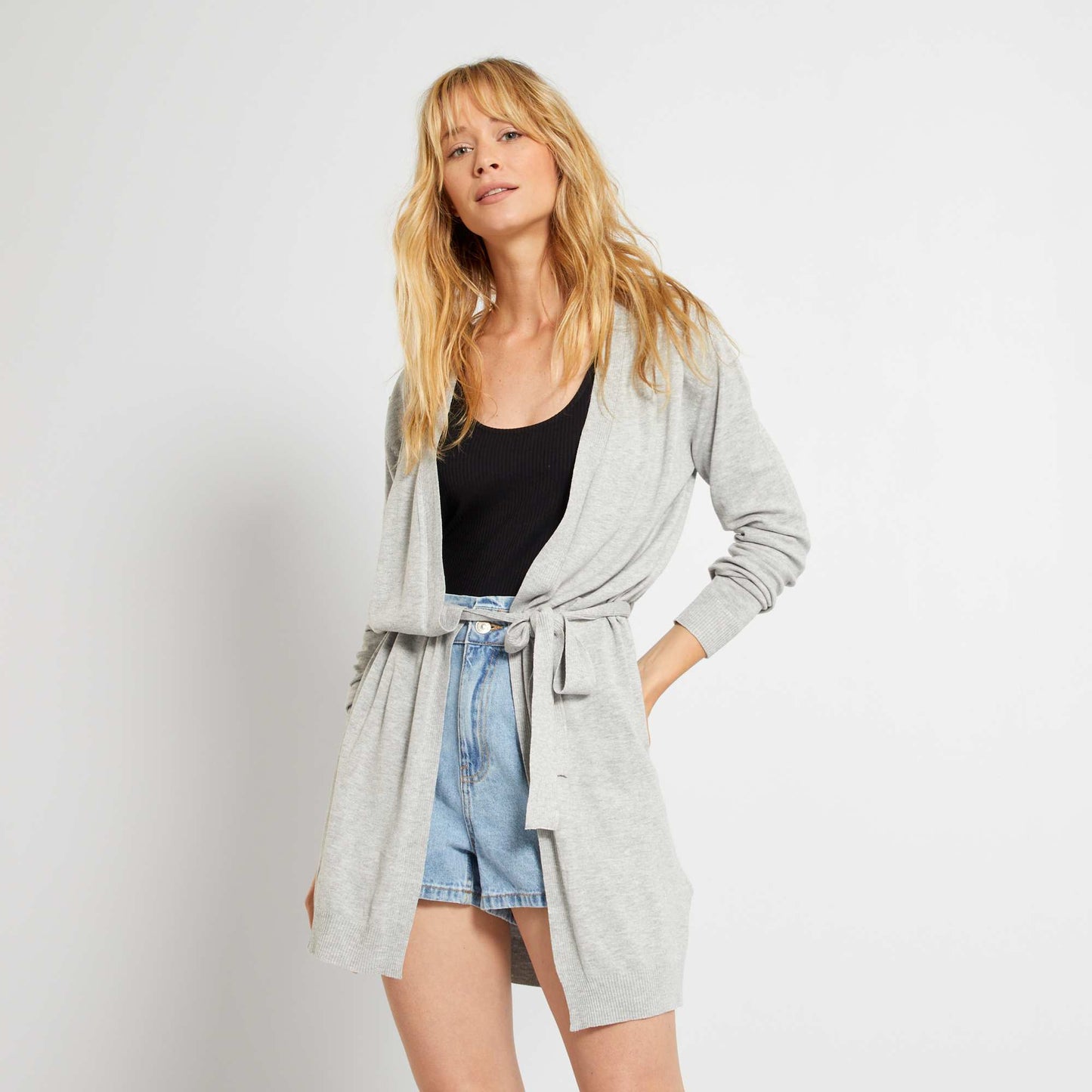Fine knit cardigan GREY