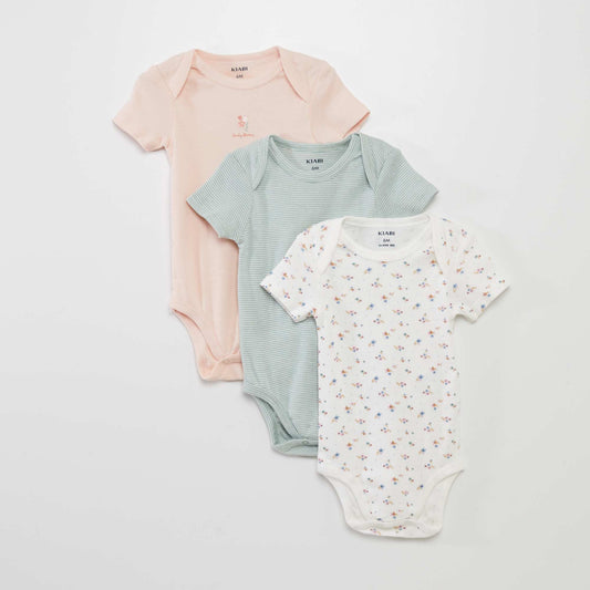 Pack of 3 eco-design bodysuits PINK