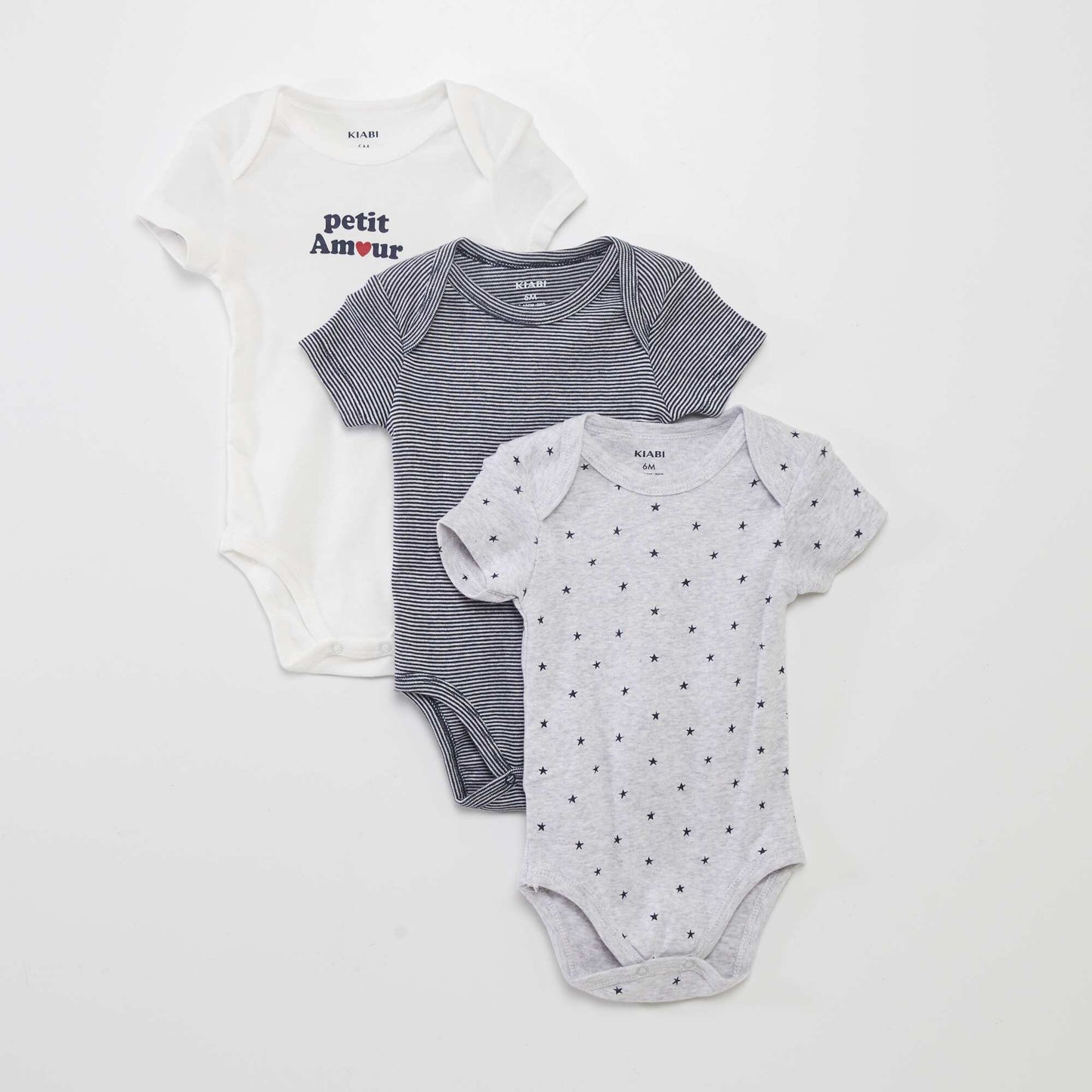 Pack of 3 eco-design bodysuits GREY