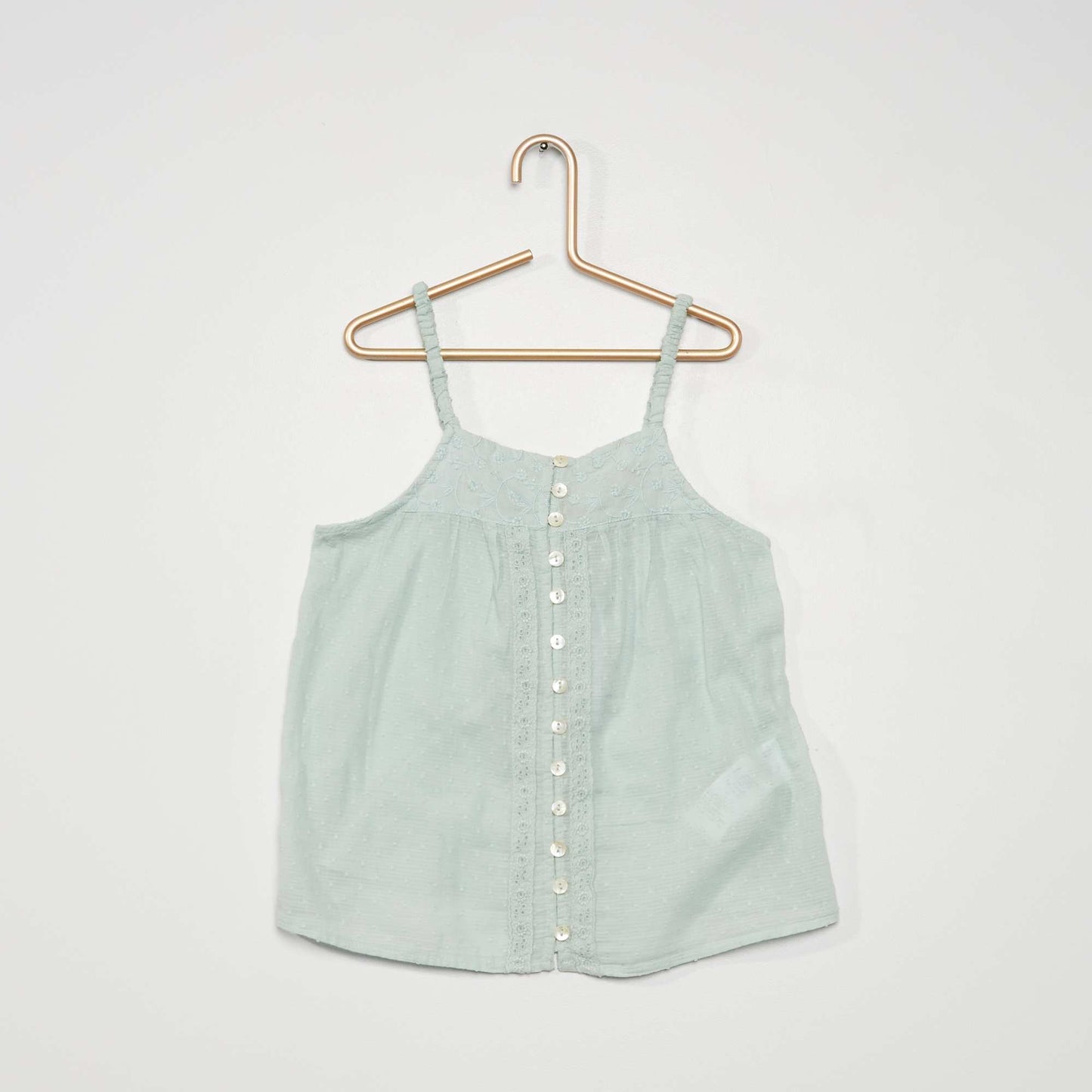 Vest top with dotted Swiss BLUE