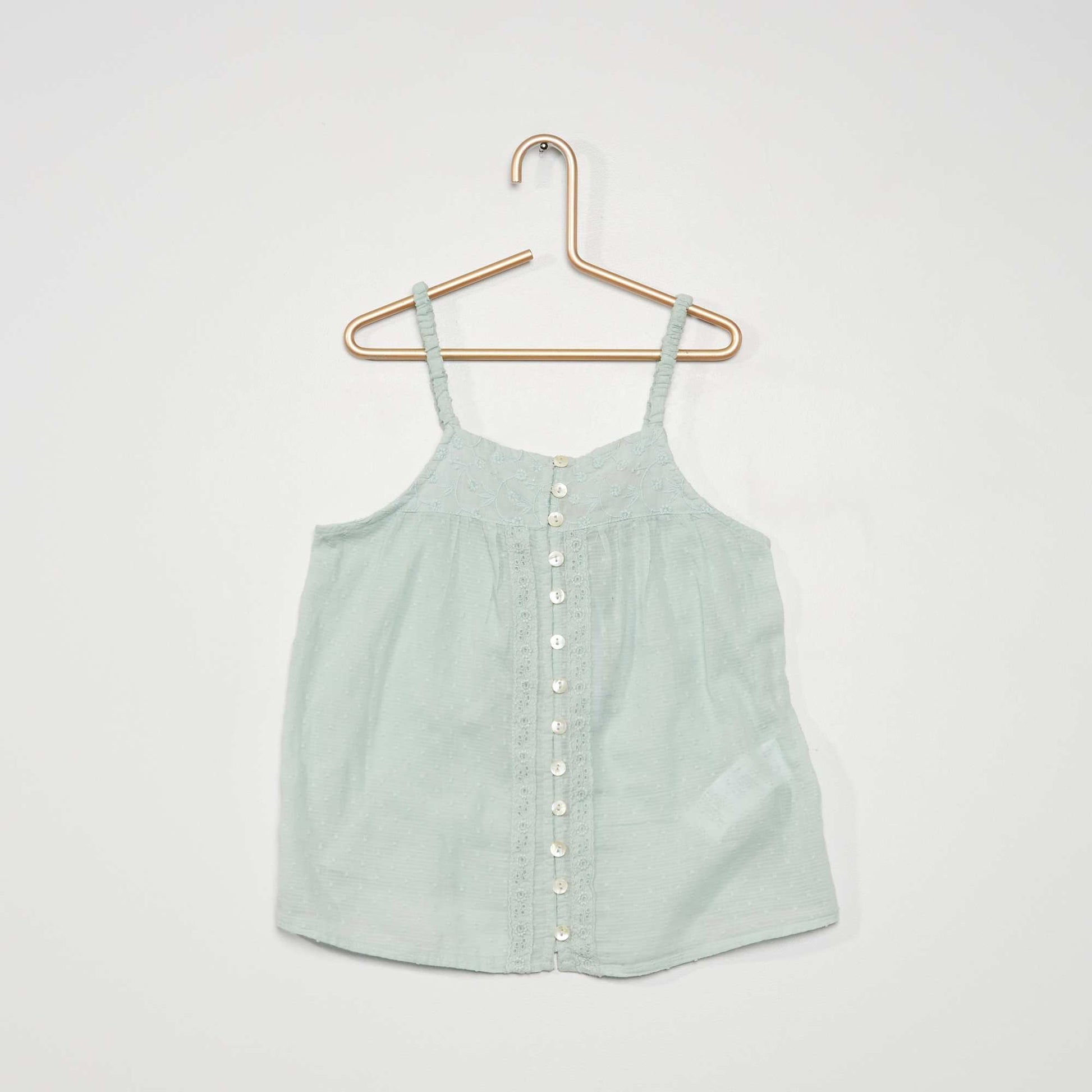 Vest top with dotted Swiss BLUE