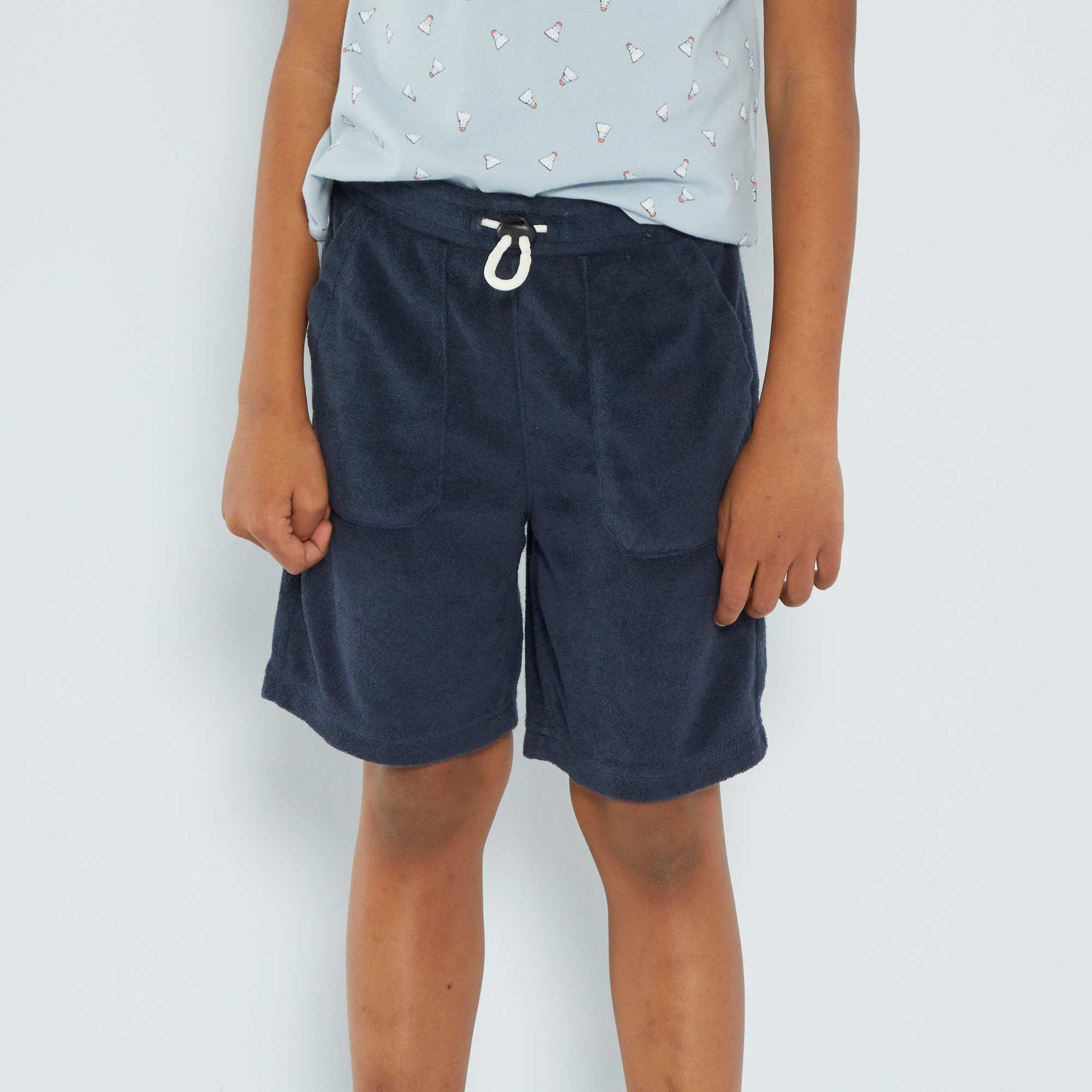 Terry knit fabric Bermuda shorts BLUE
