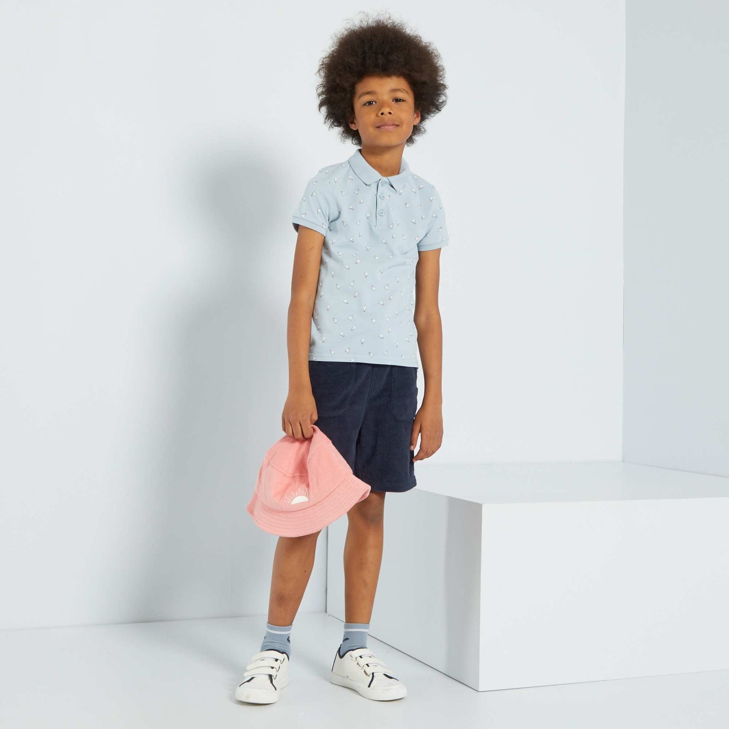 Terry knit fabric Bermuda shorts BLUE