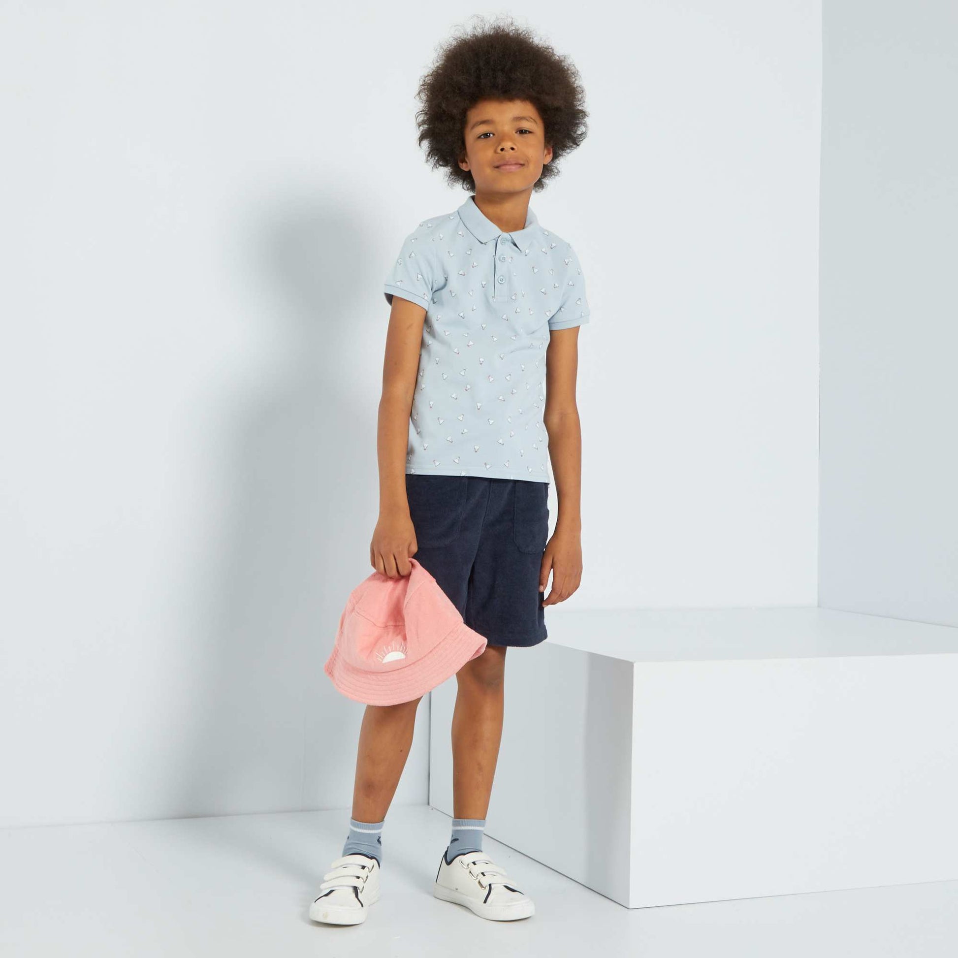 Terry knit fabric Bermuda shorts BLUE