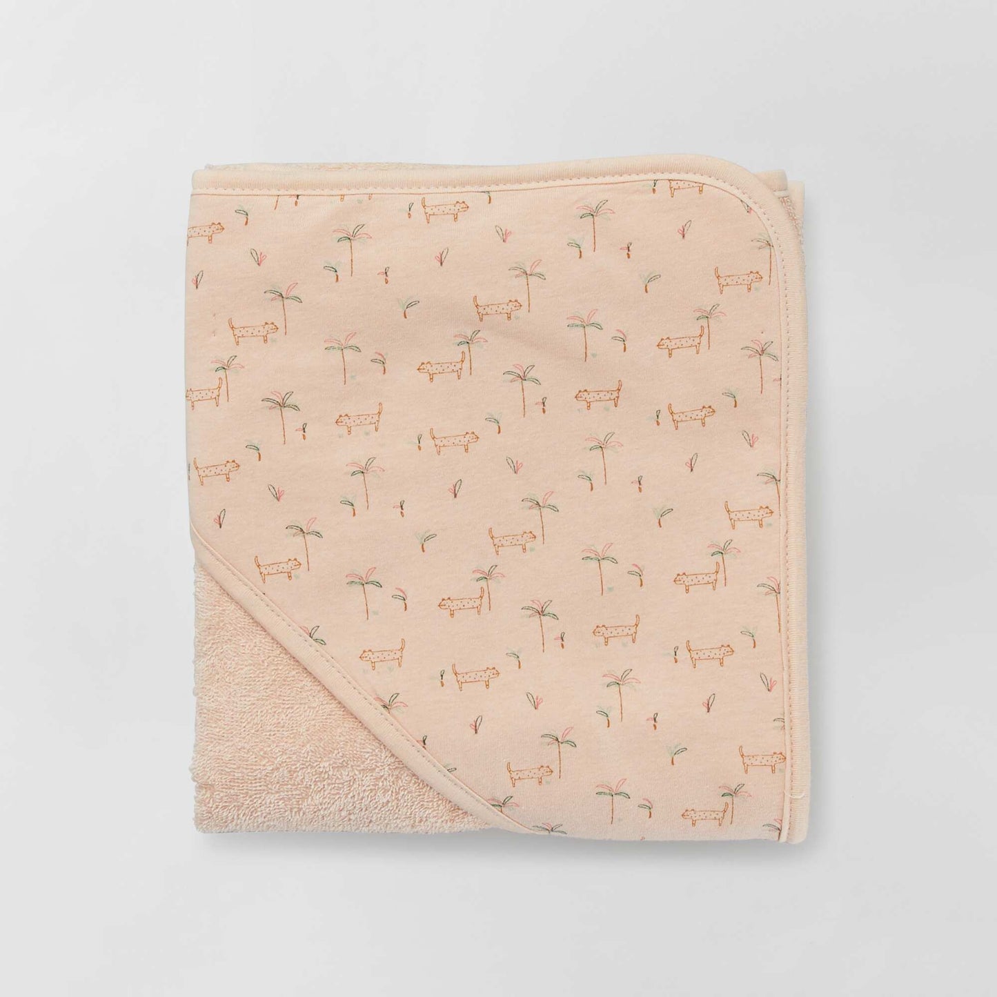 Hooded towel + wash mitt PINK
