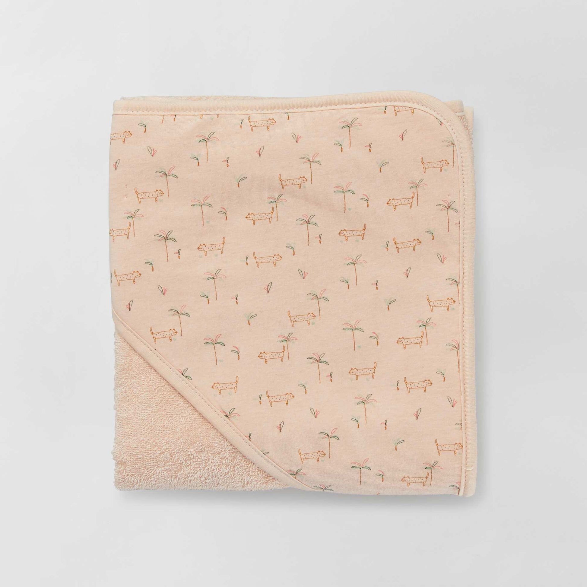 Hooded towel + wash mitt PINK