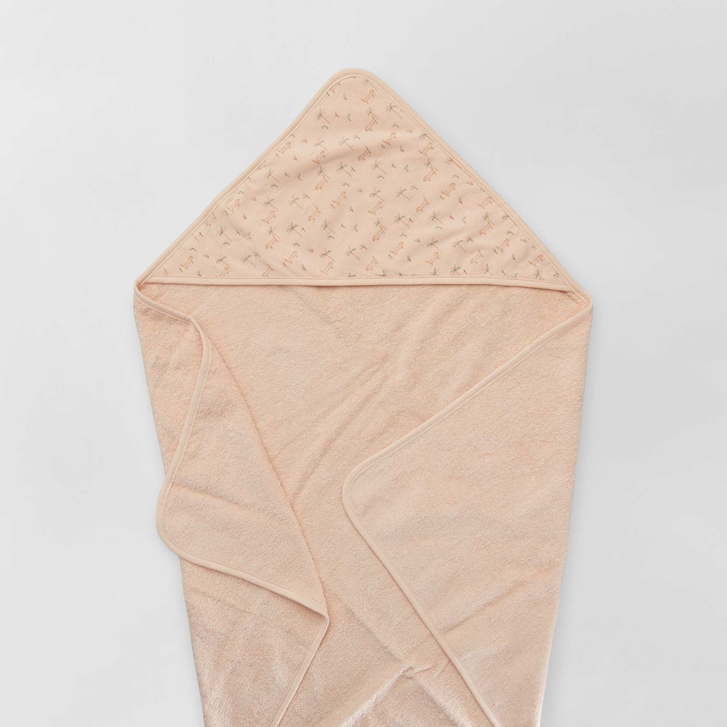 Hooded towel + wash mitt PINK