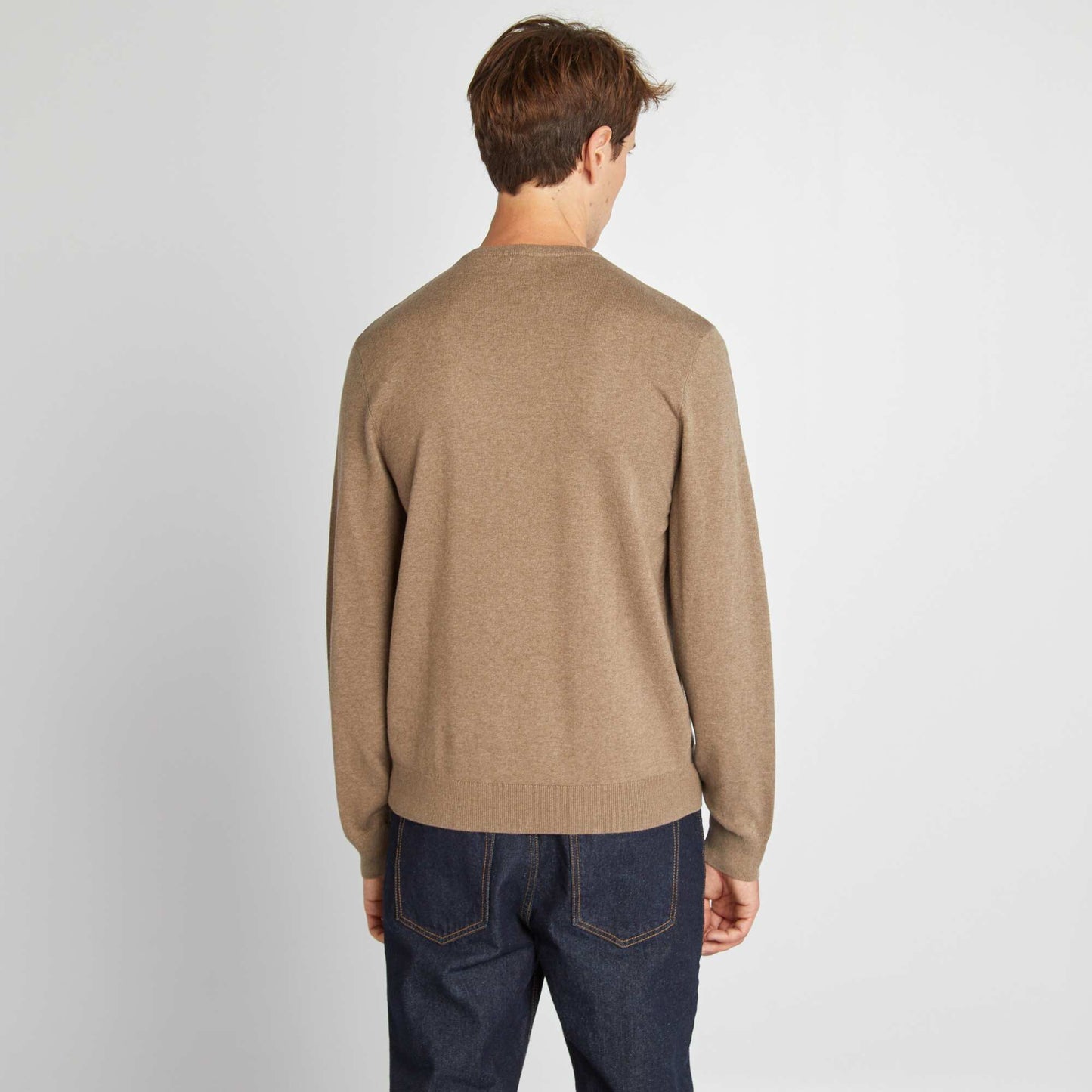 Plain knit basic sweater BEIGE