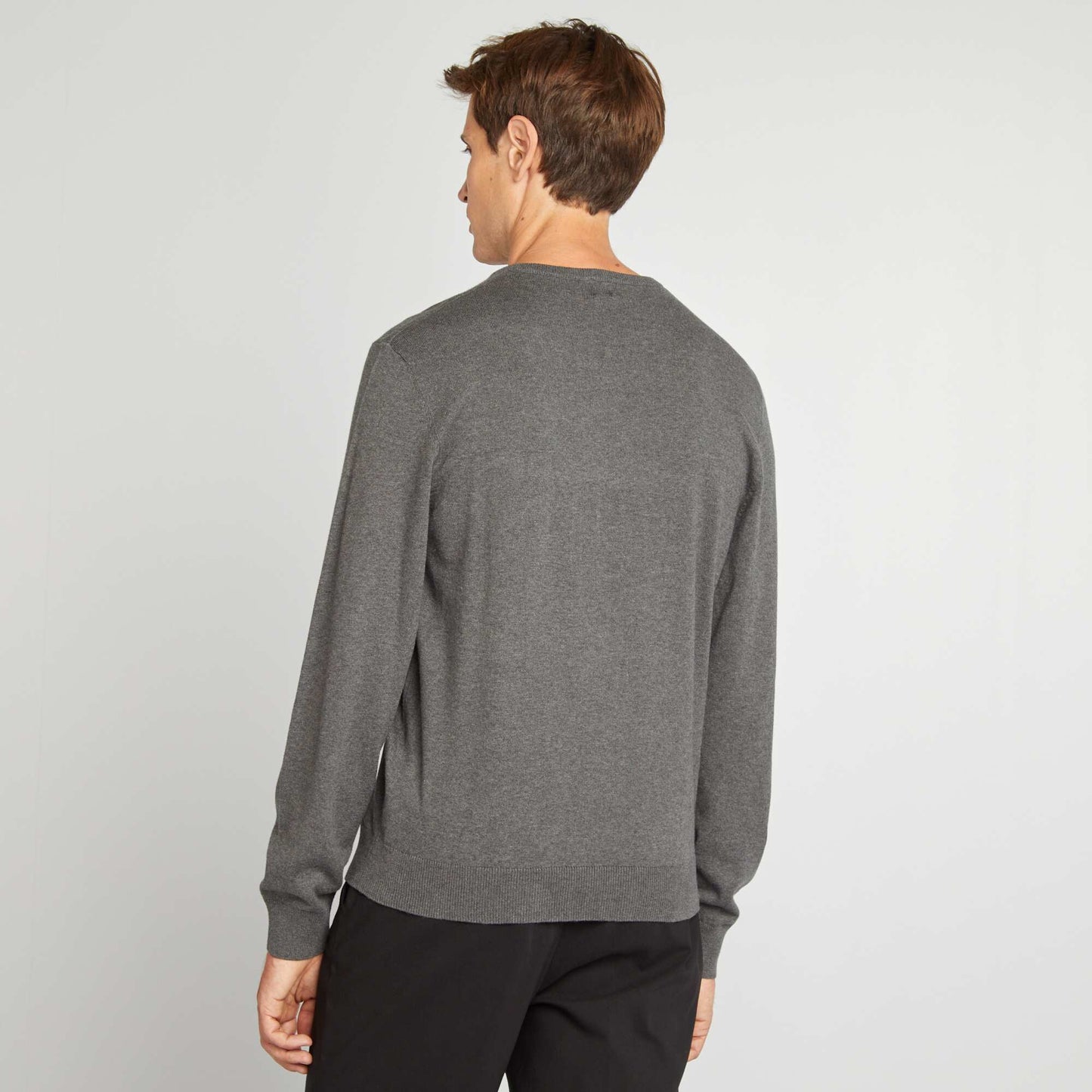 Plain knit basic sweater GREY