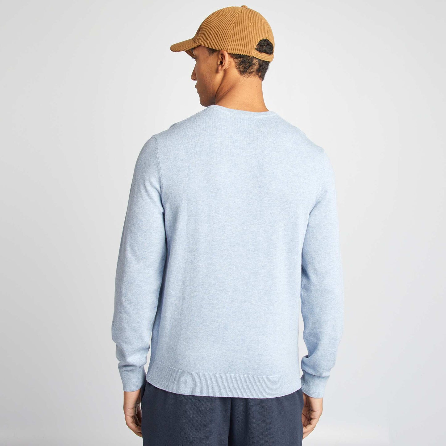 Plain knit basic sweater BLUE