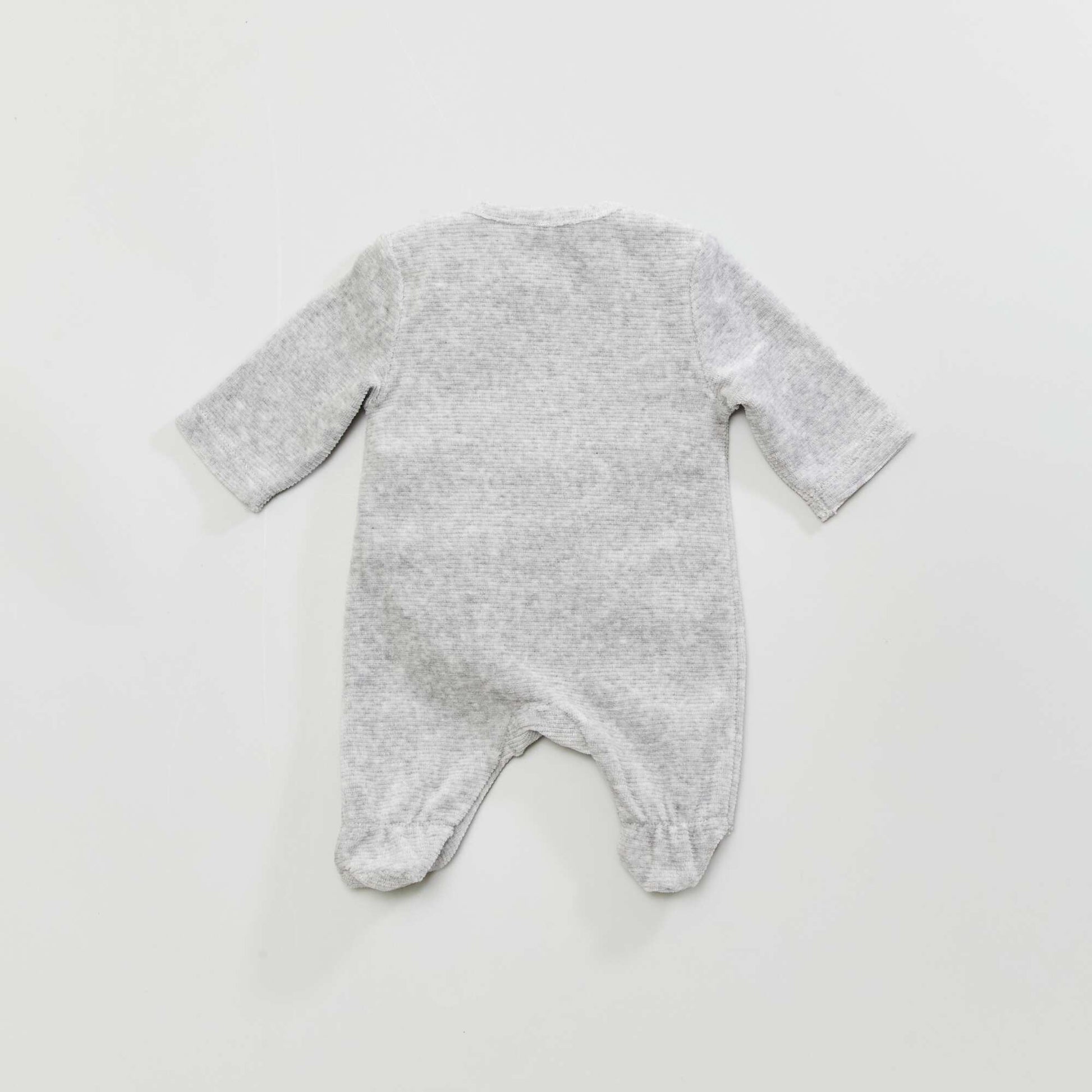 Long sleepsuit with rabbit embroidery GREY