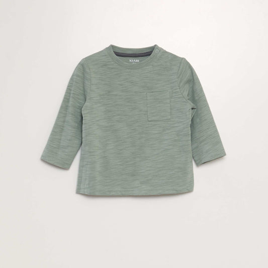 Round neck T-shirt with pocket BLUE