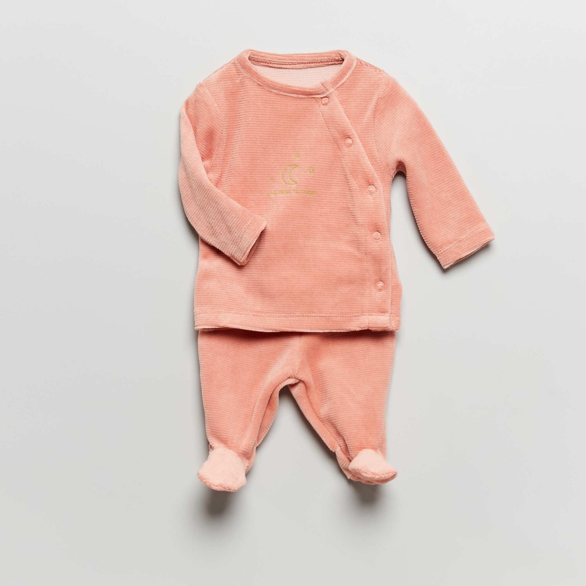 Long velour pyjamas - Two-piece set PINK