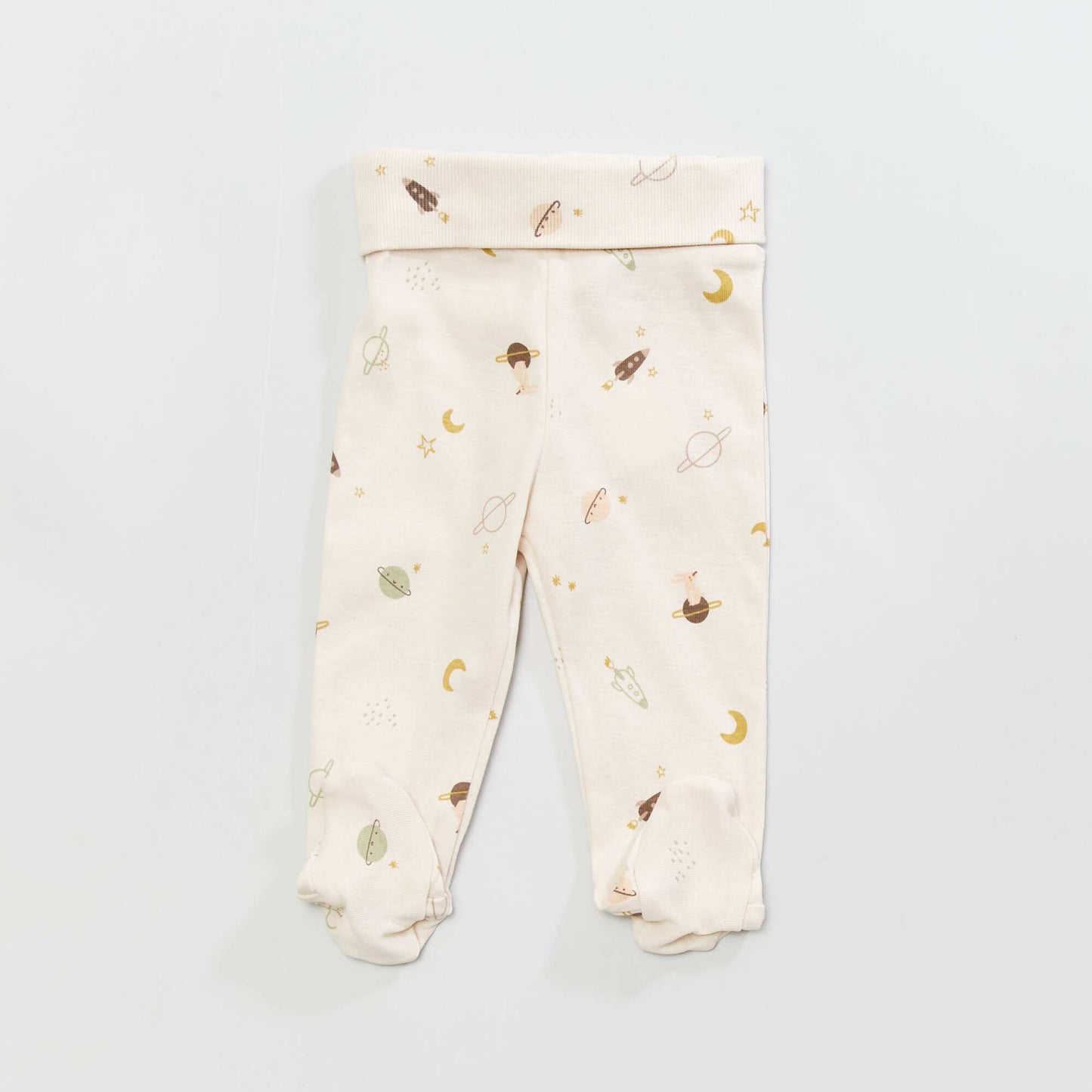 Pack of 2 pairs of leggings with feet WHITE
