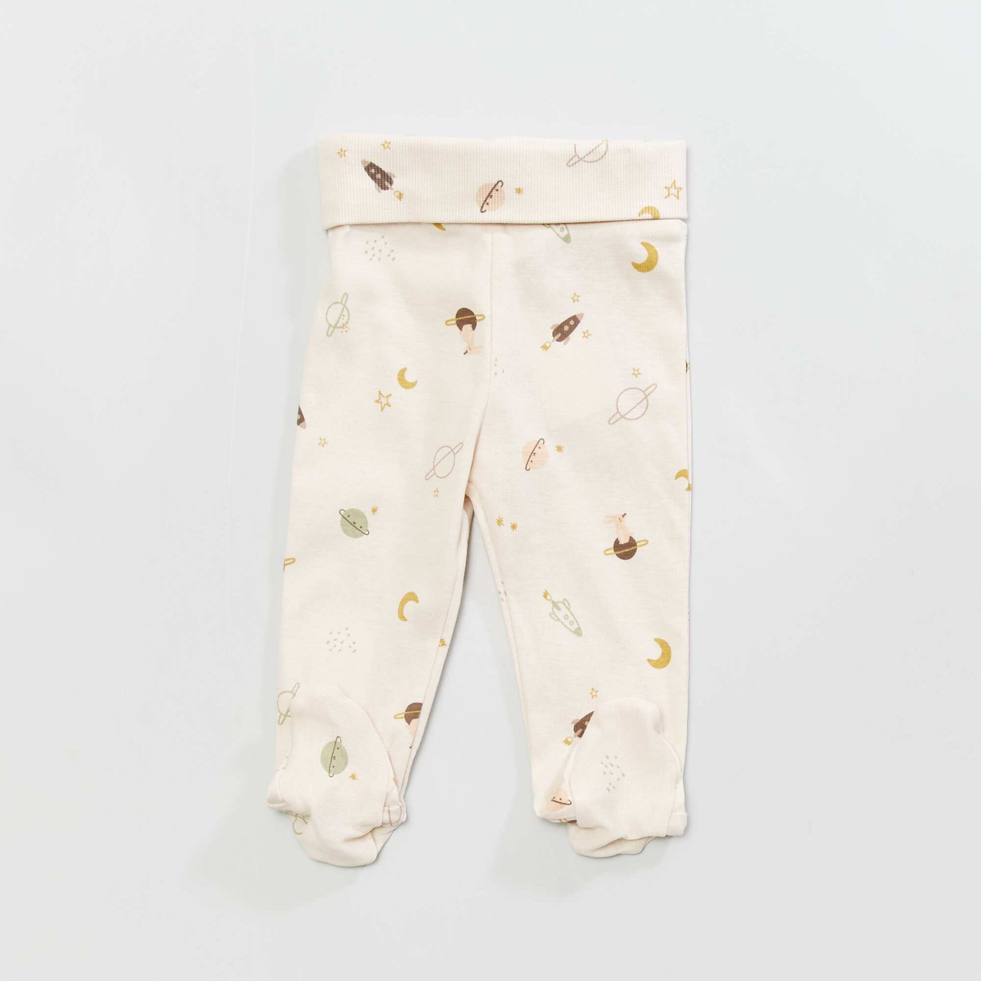 Pack of 2 pairs of leggings with feet WHITE