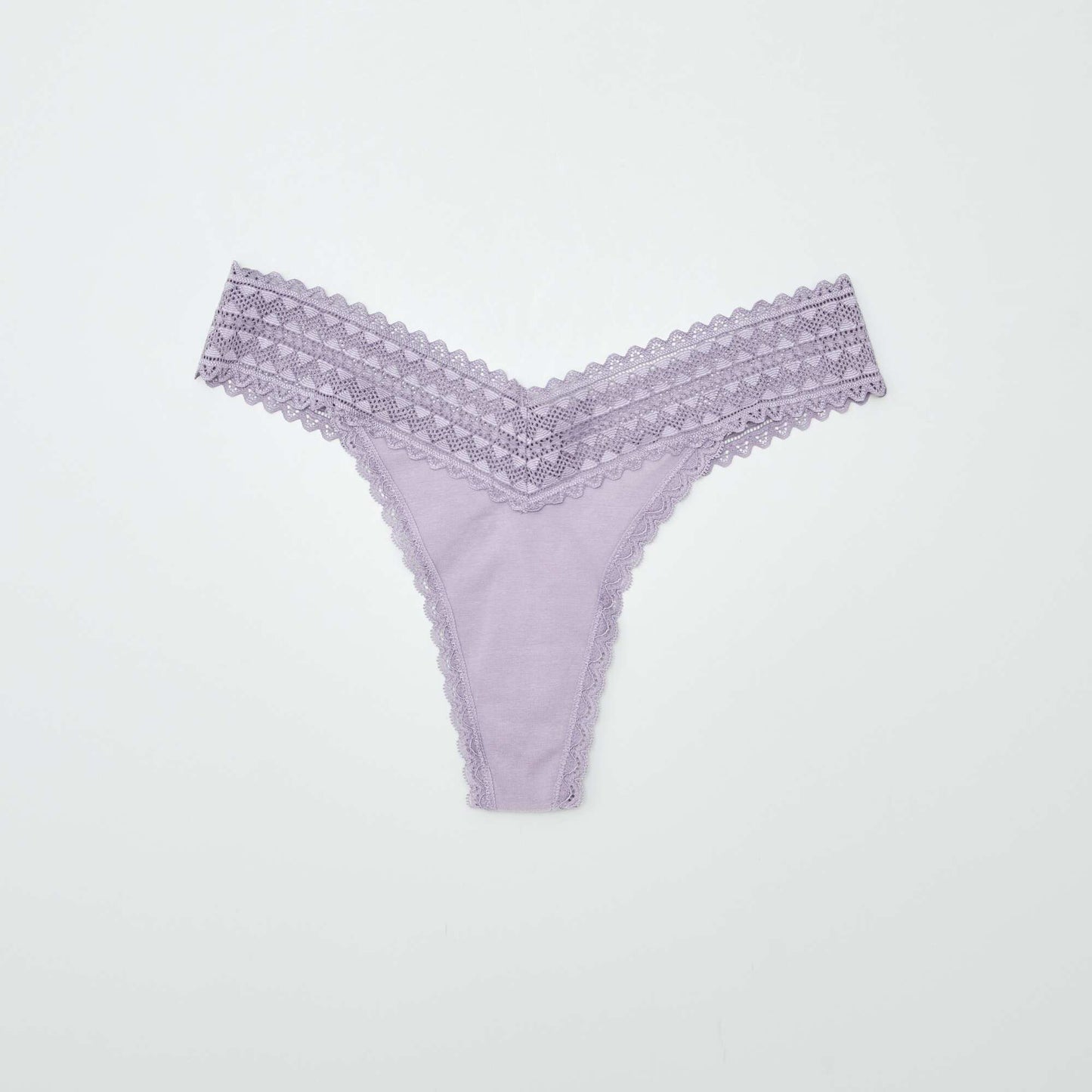 Pack of 3 cotton and lace thongs PURPLE