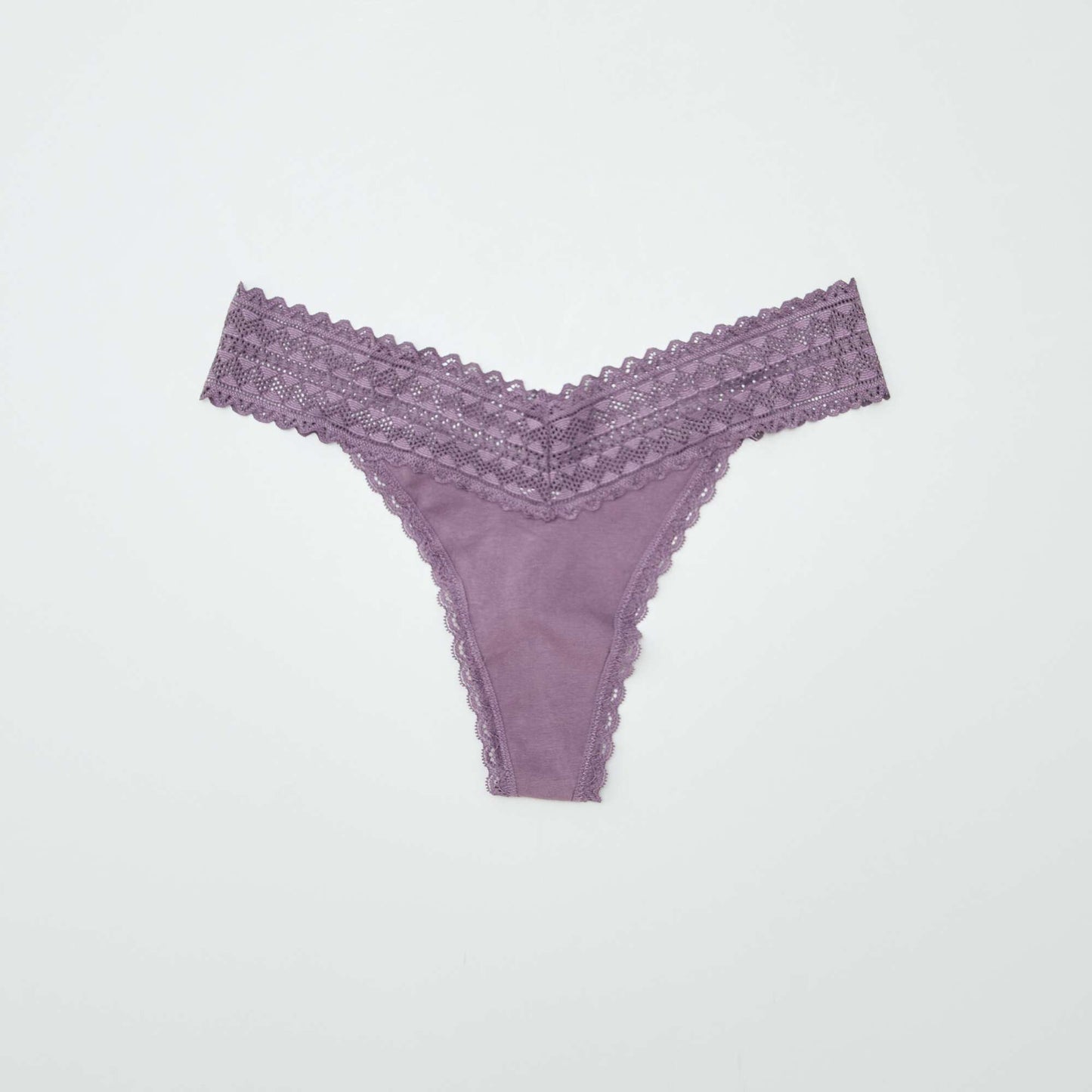 Pack of 3 cotton and lace thongs PURPLE