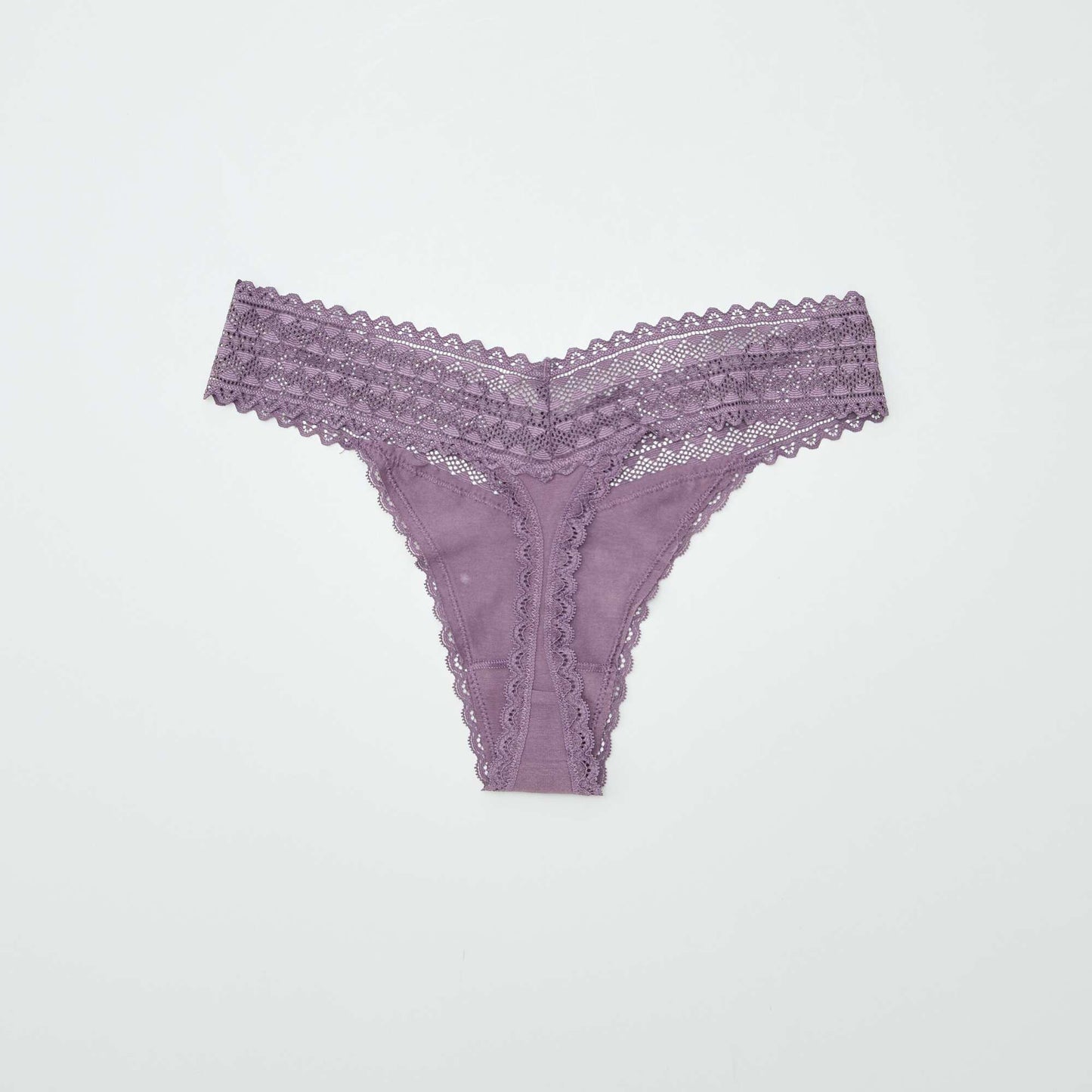 Pack of 3 cotton and lace thongs PURPLE