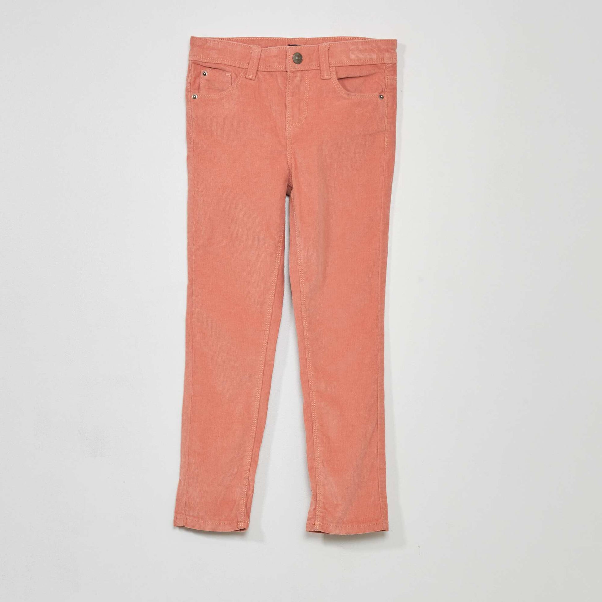 Plain skinny velvet trousers CORAL