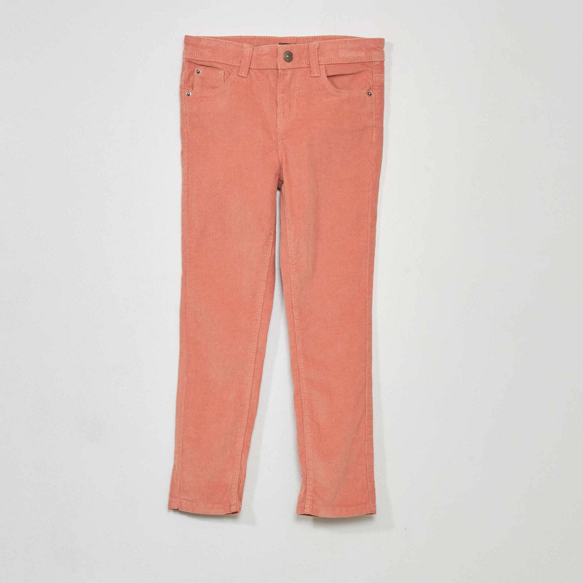 Plain skinny velvet trousers CORAL