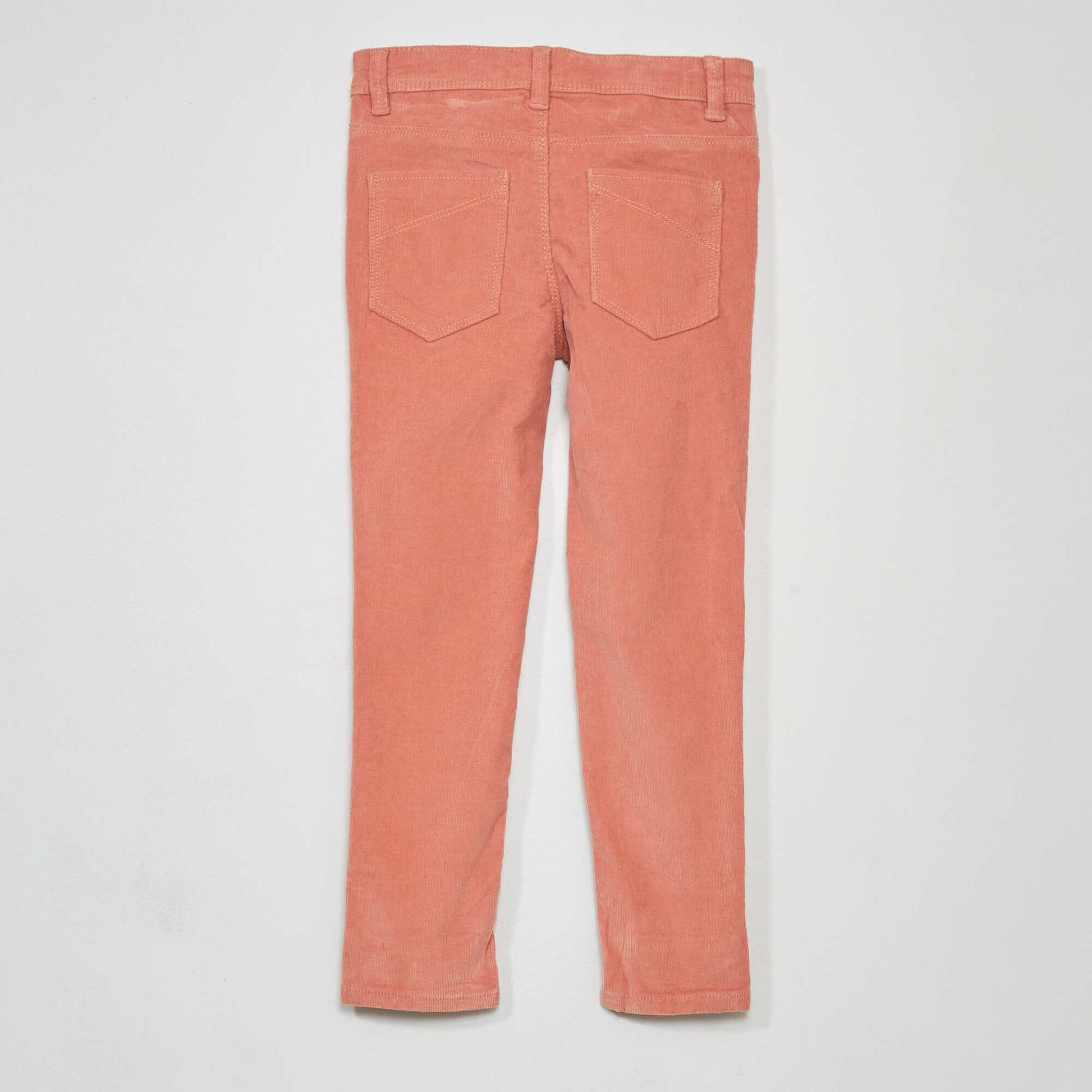 Plain skinny velvet trousers CORAL