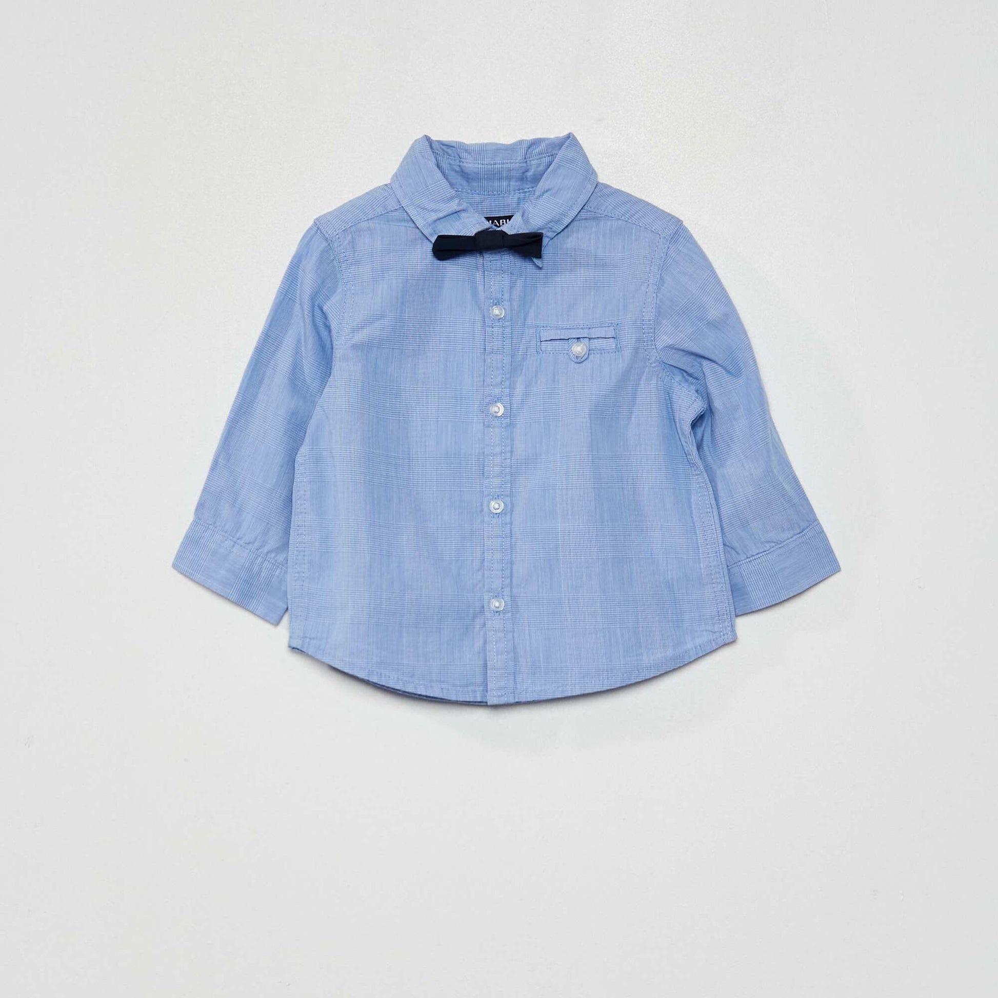 Poplin shirt + bow tie BLUE