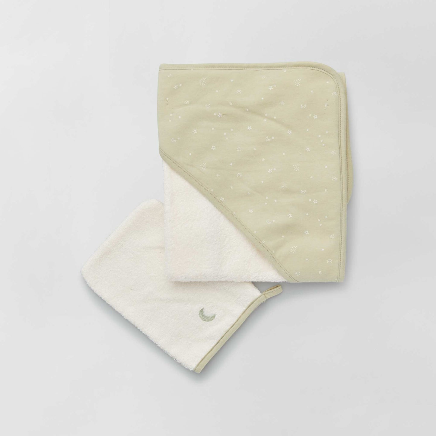Hooded towel + wash mitt GREEN