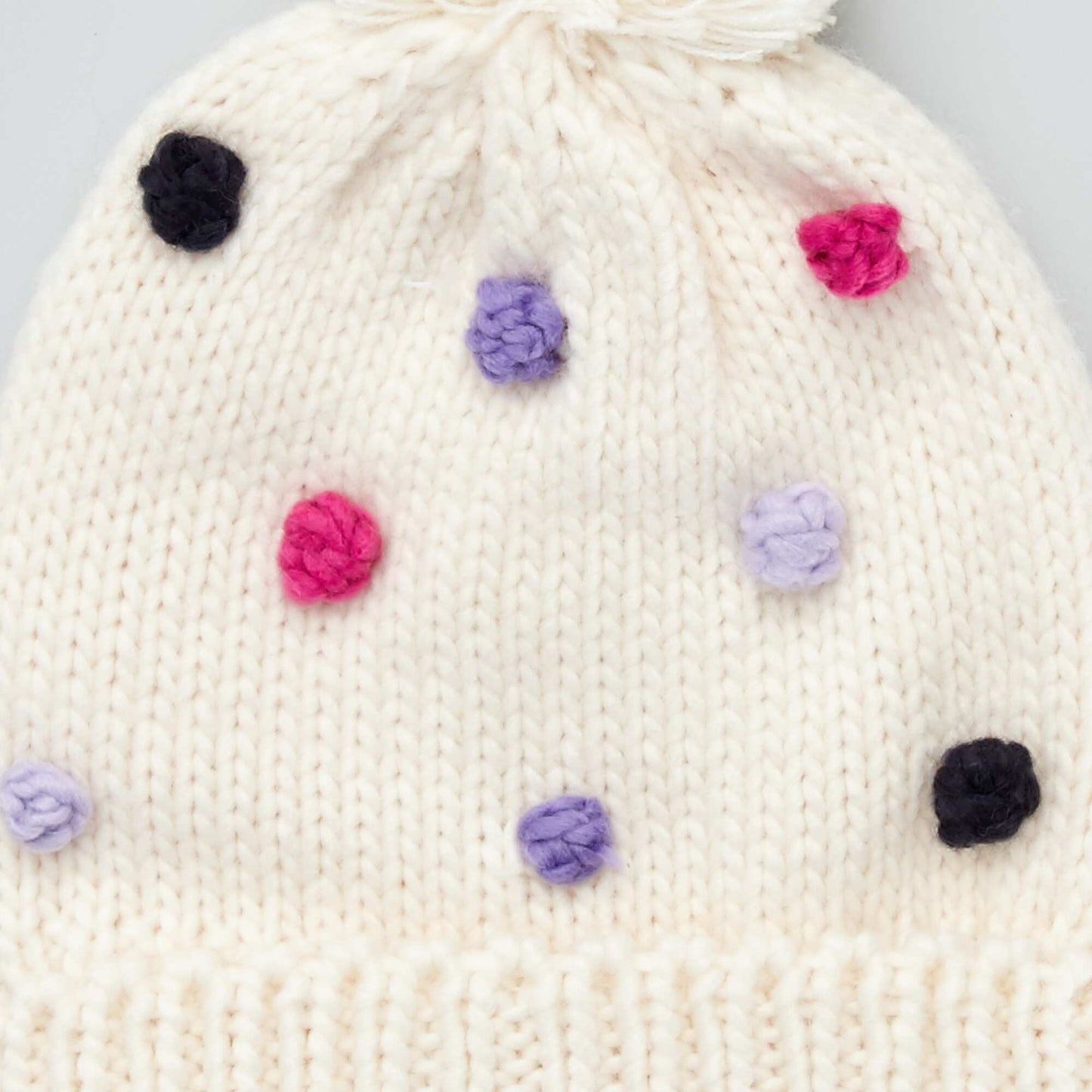 Colourful pompom hat BEIGE