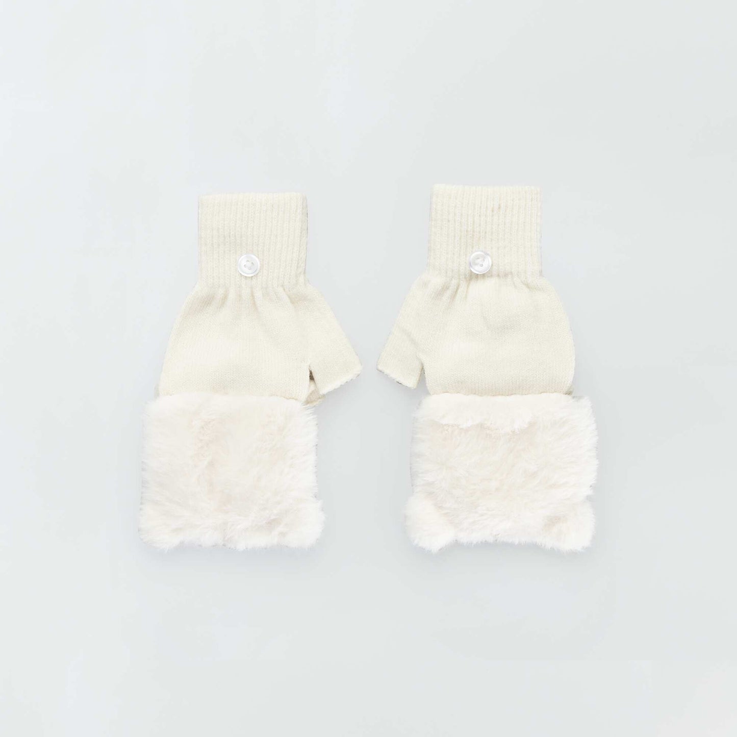 Pair of 'owl' fingerless gloves BEIGE