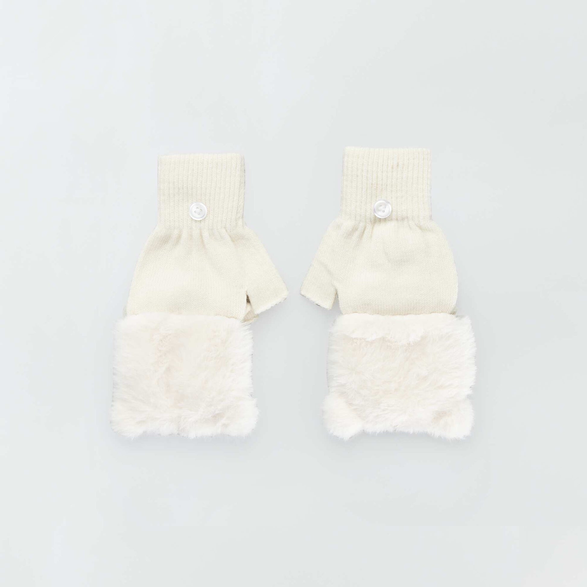 Pair of 'owl' fingerless gloves BEIGE