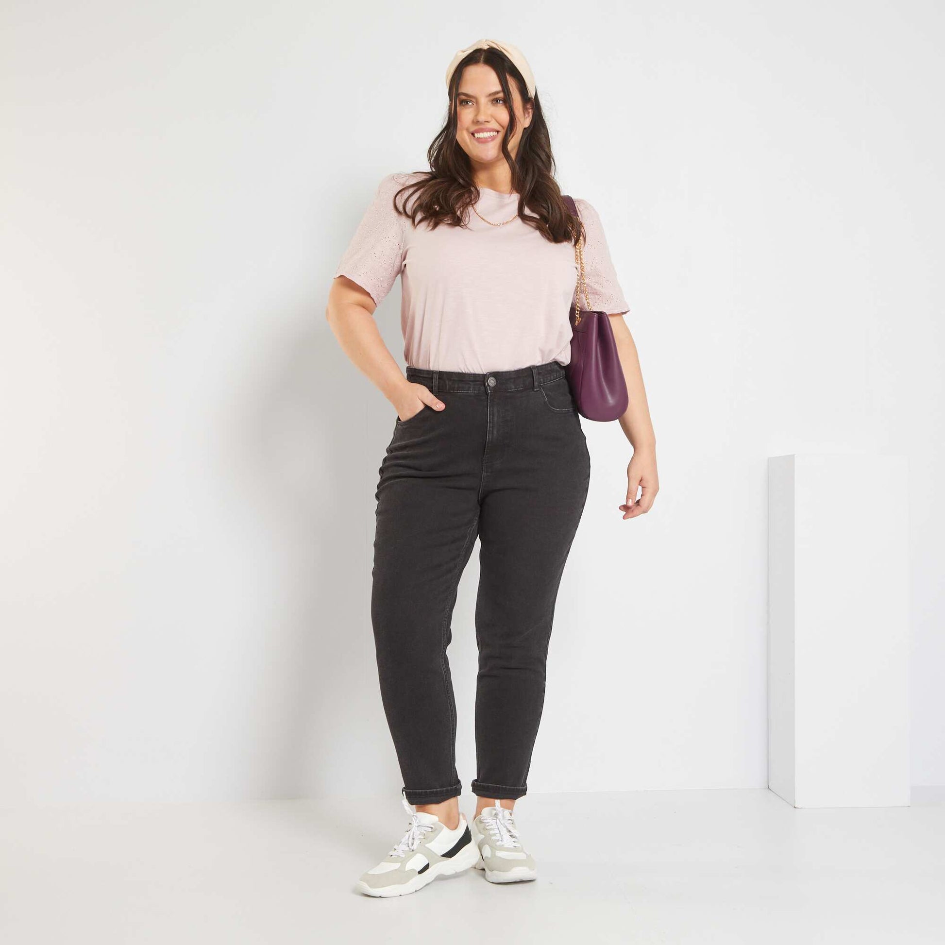 Stretch mom jeans BLACK