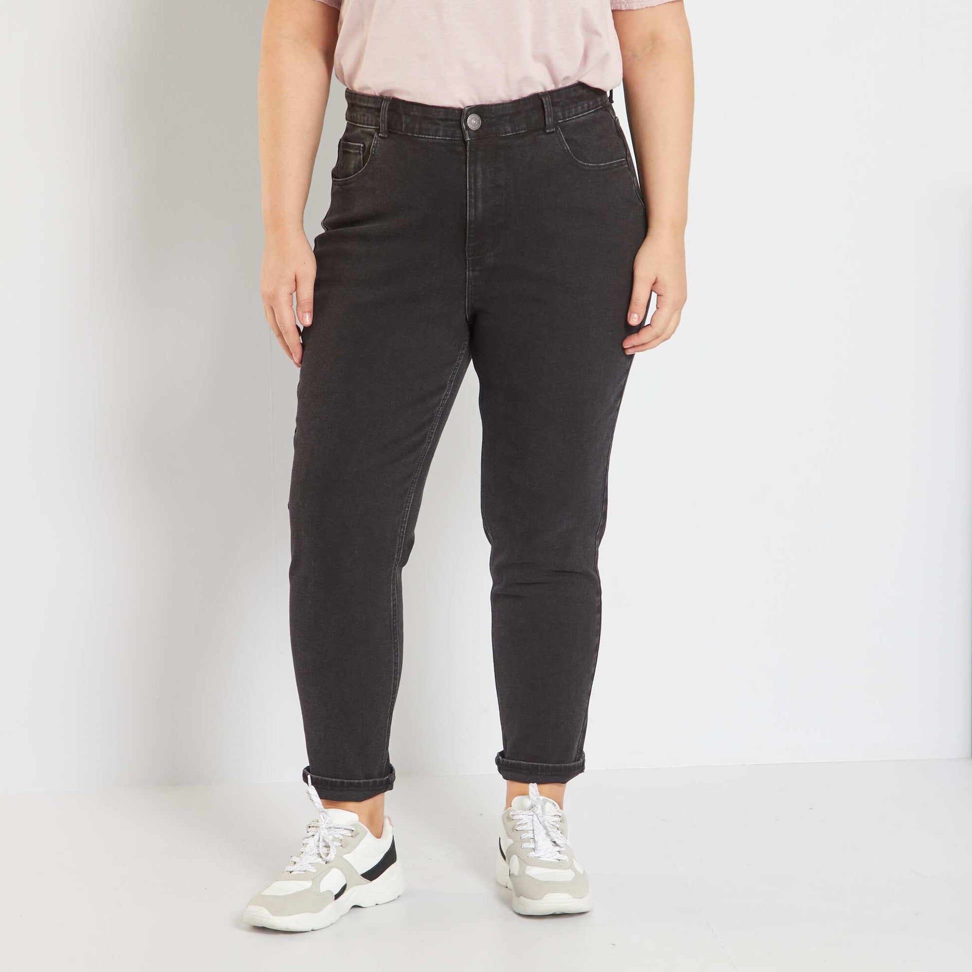 Stretch mom jeans BLACK