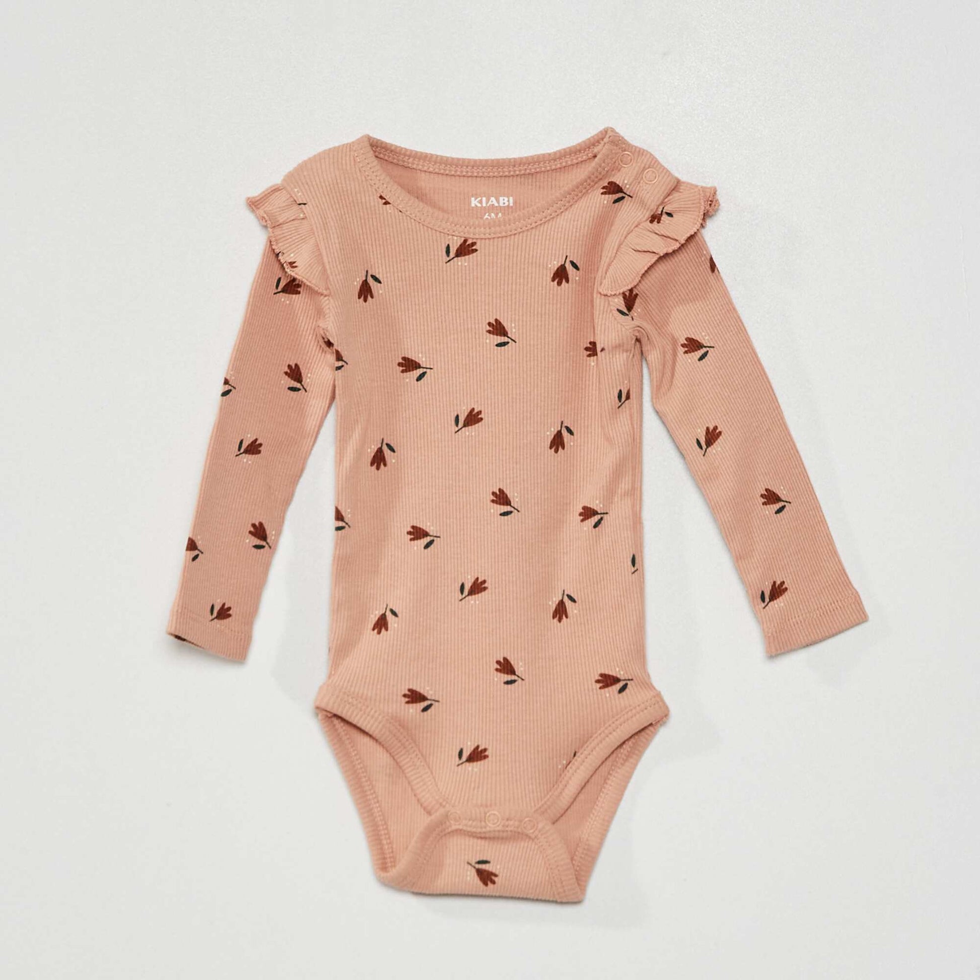 Ruffled bodysuit with decorative print - Pack of 2 PINK