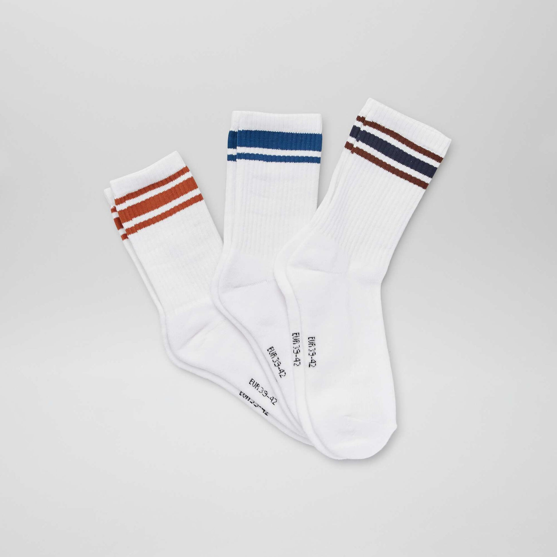 Socks with contrasting stripes - Pack of 3 WHITE