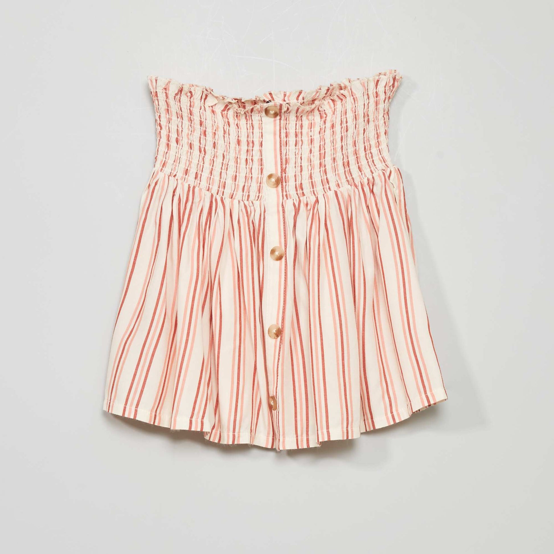 Flowing skirt with smocked waist WHITE