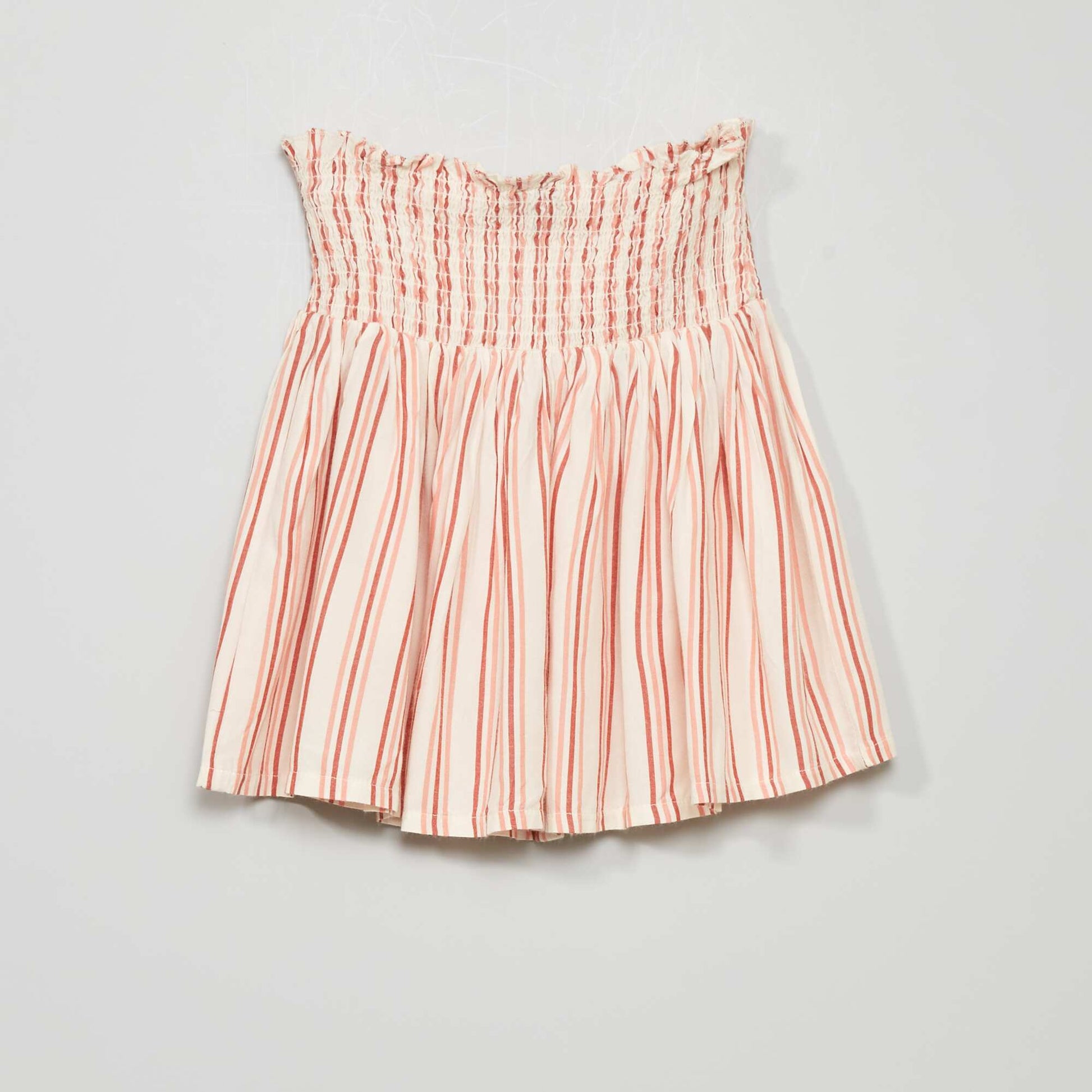 Flowing skirt with smocked waist WHITE