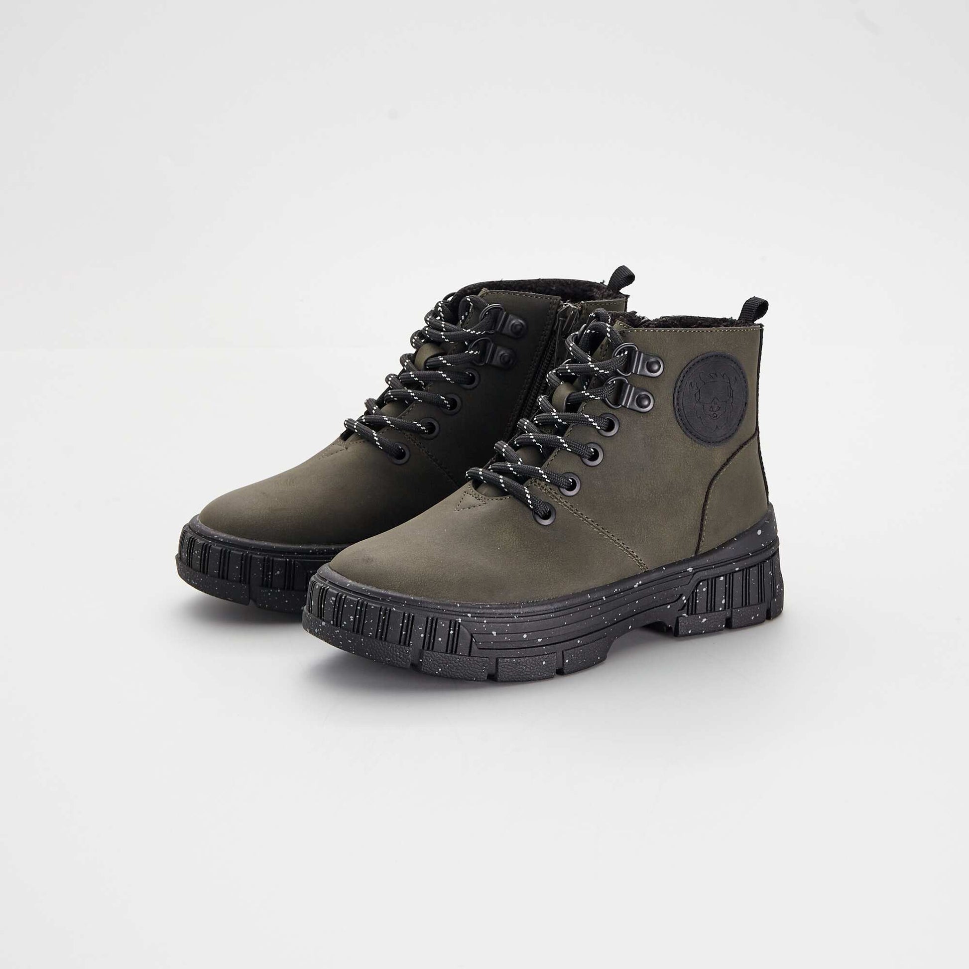 Hiking boot-style high-top trainers KHAKI