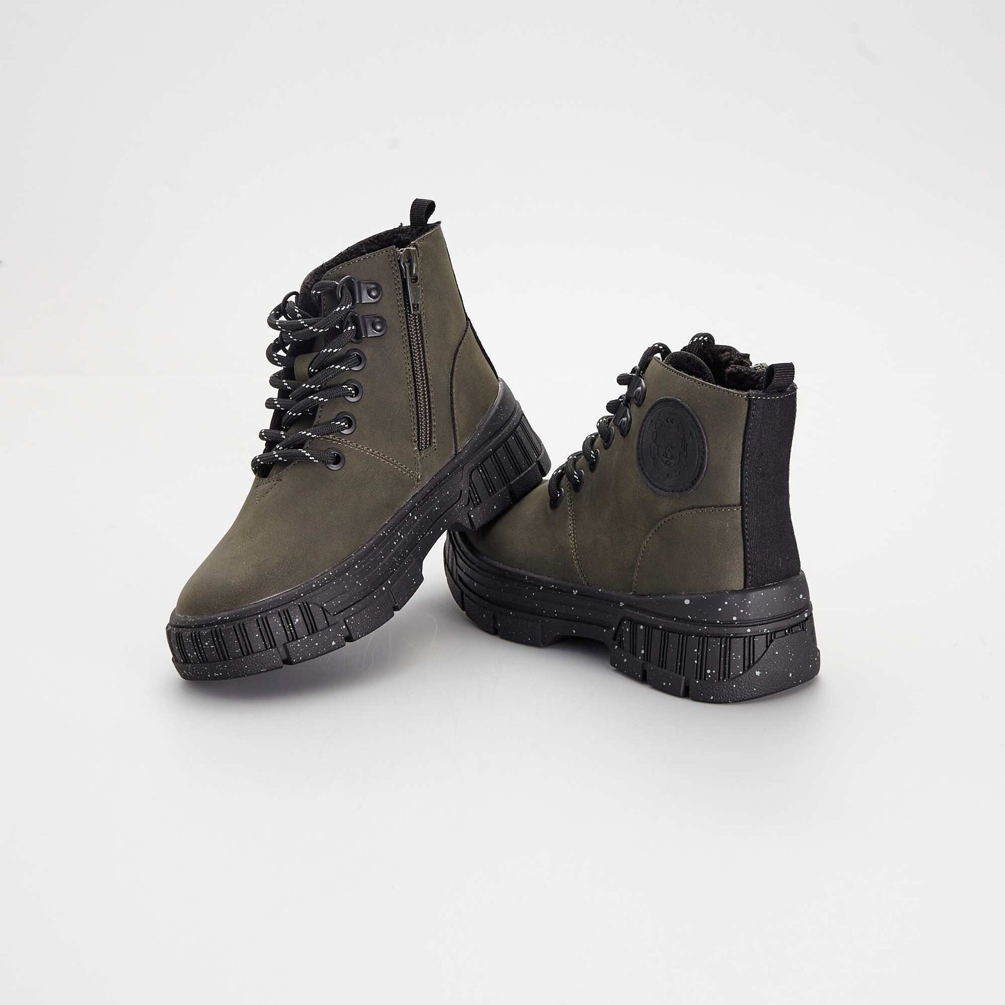 Hiking boot-style high-top trainers KHAKI