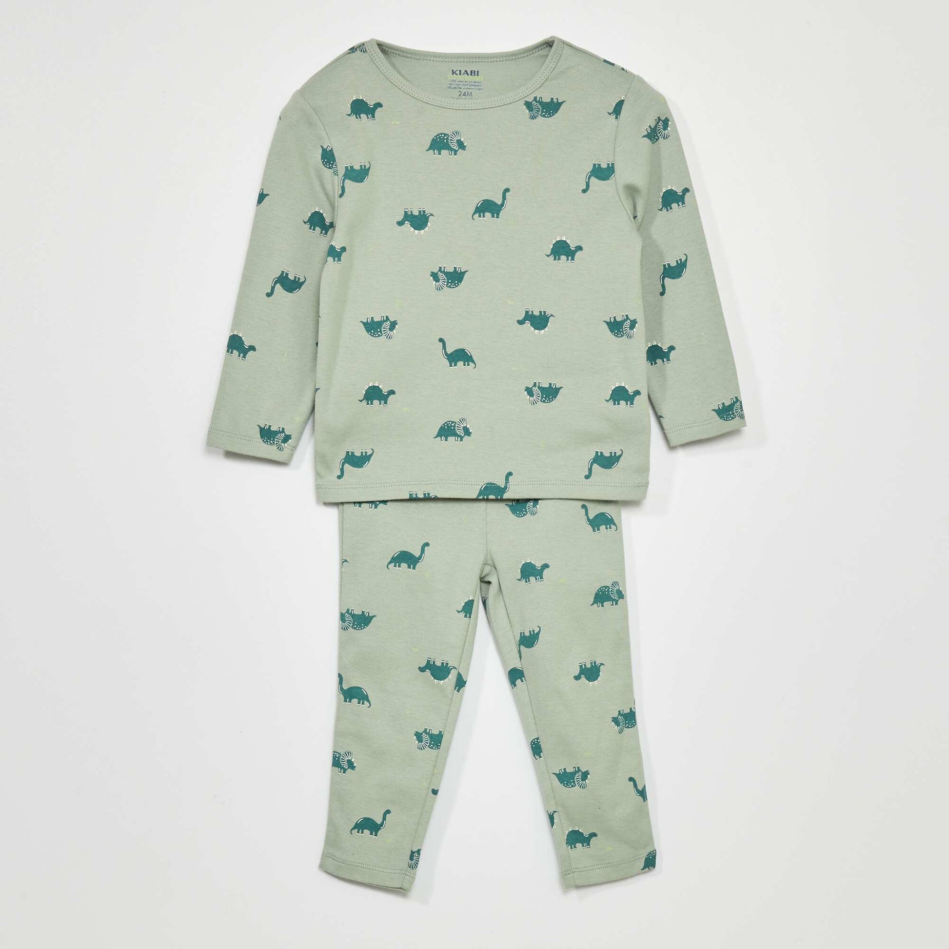 Printed long pyjamas - Two-piece set GREEN
