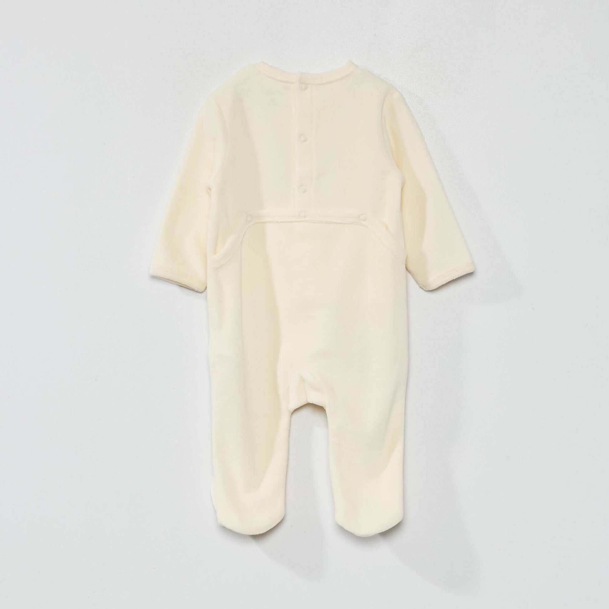 Velour sleepsuit with bib - Two-piece set WHITE