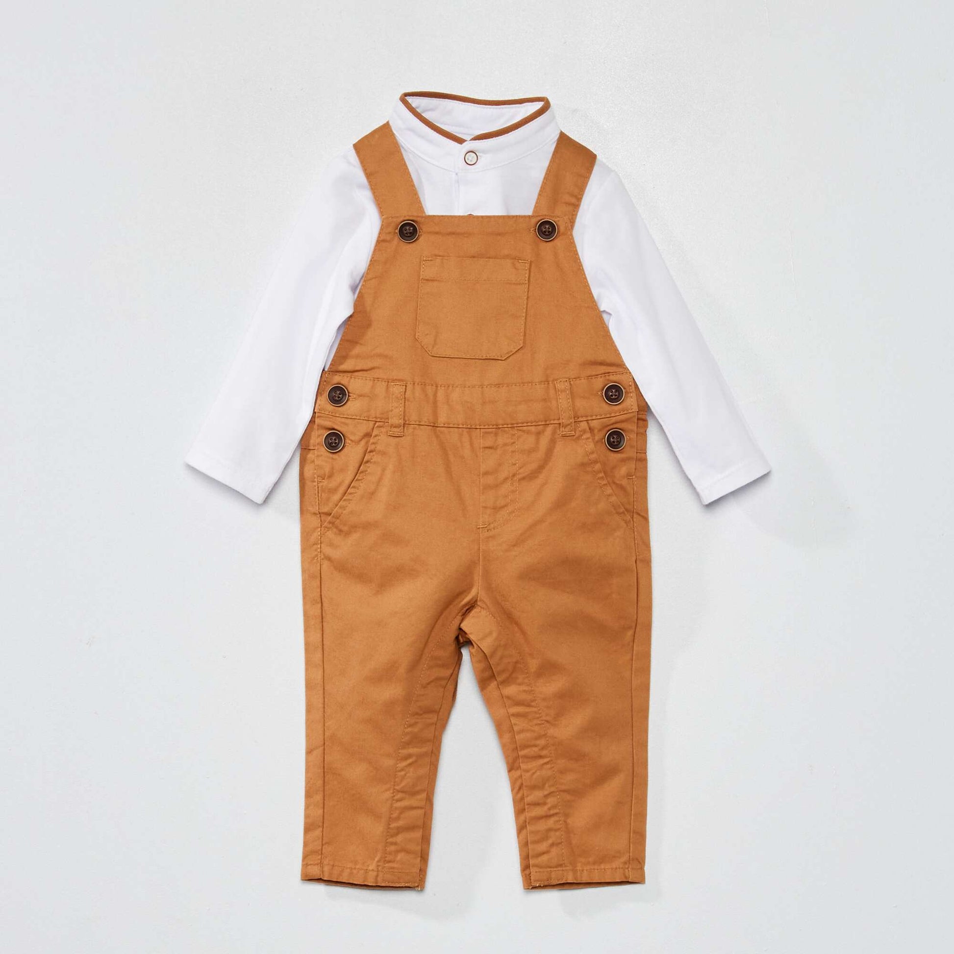 Outfit set - Dungarees + T-shirt BEIGE