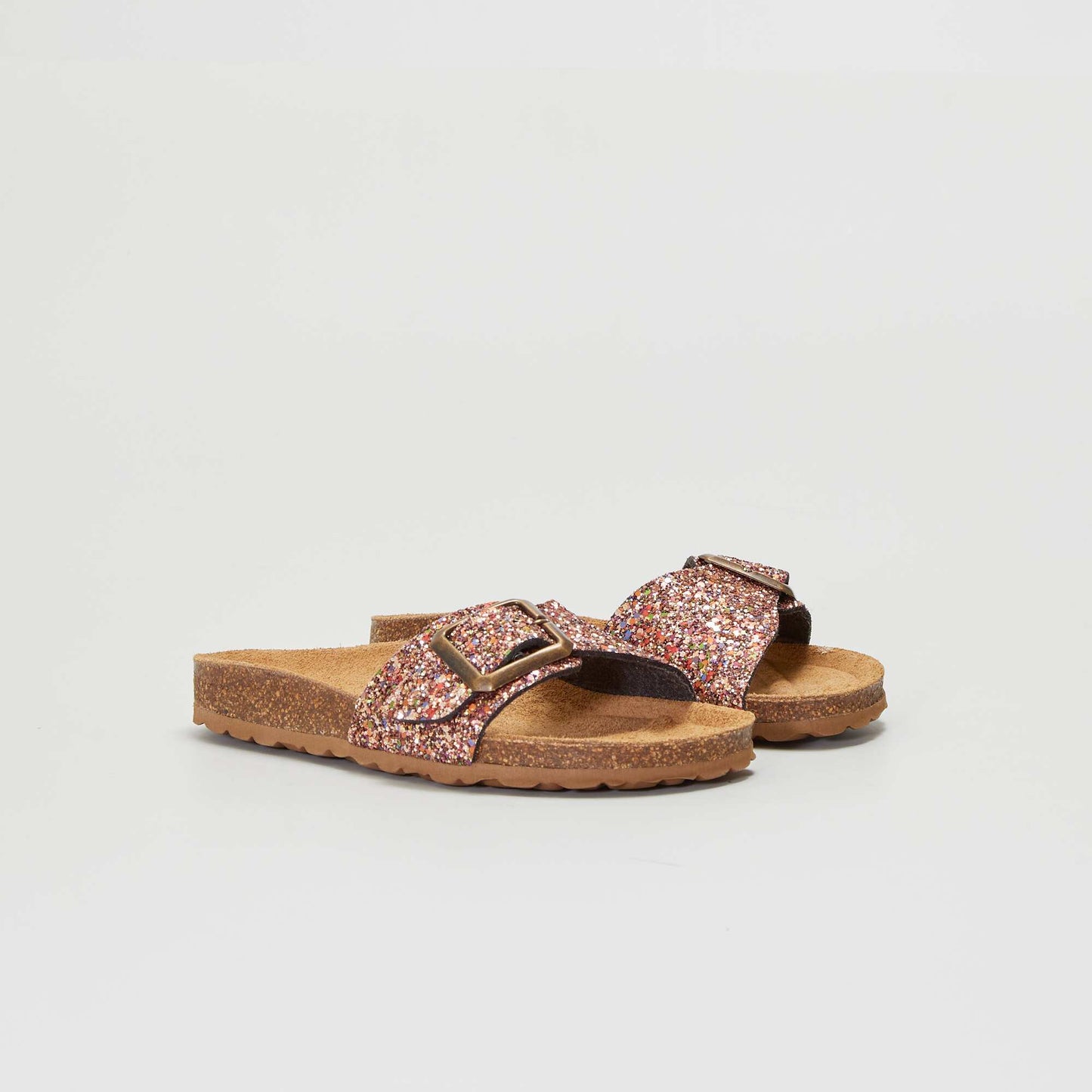 Glittery flat mules PINK