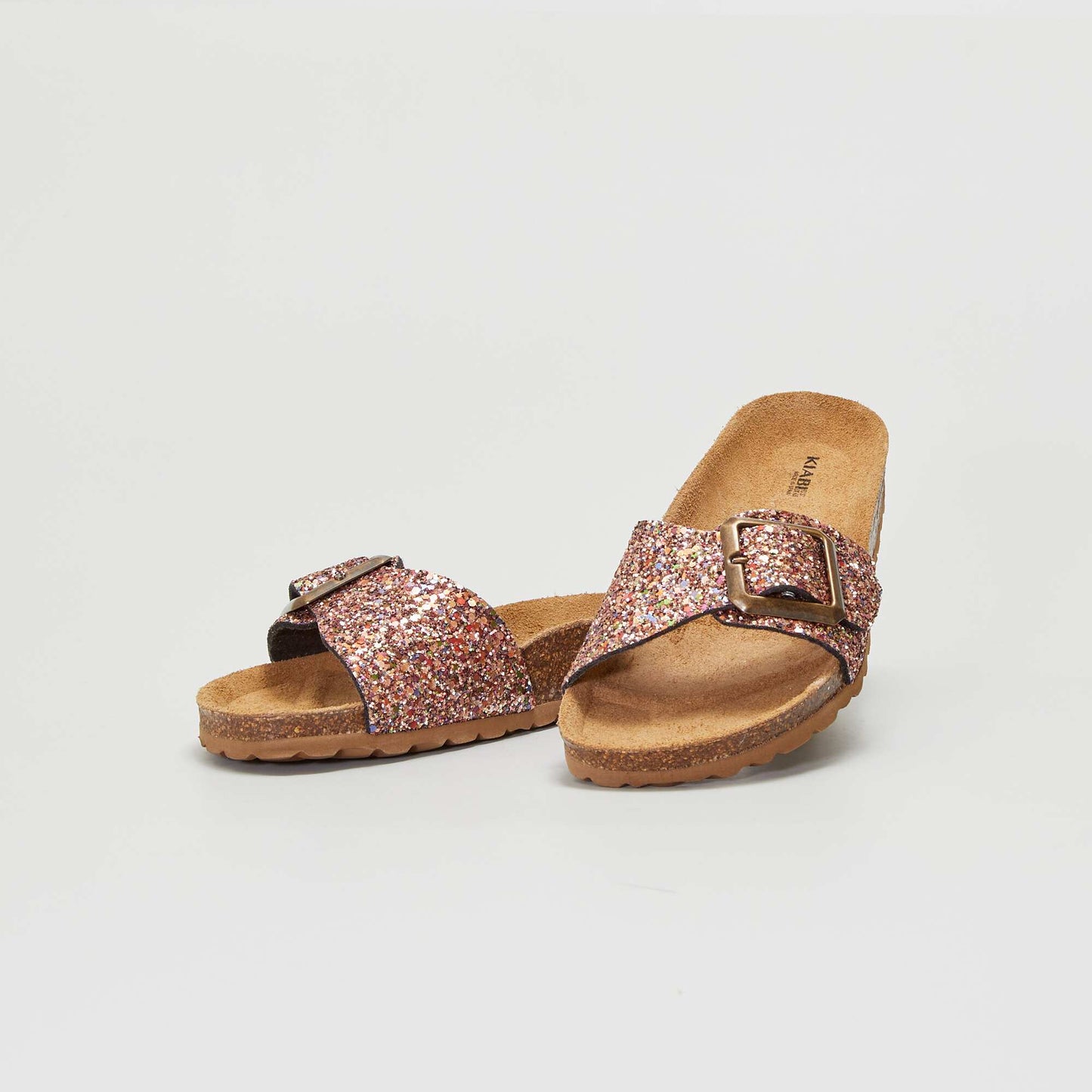 Glittery flat mules PINK
