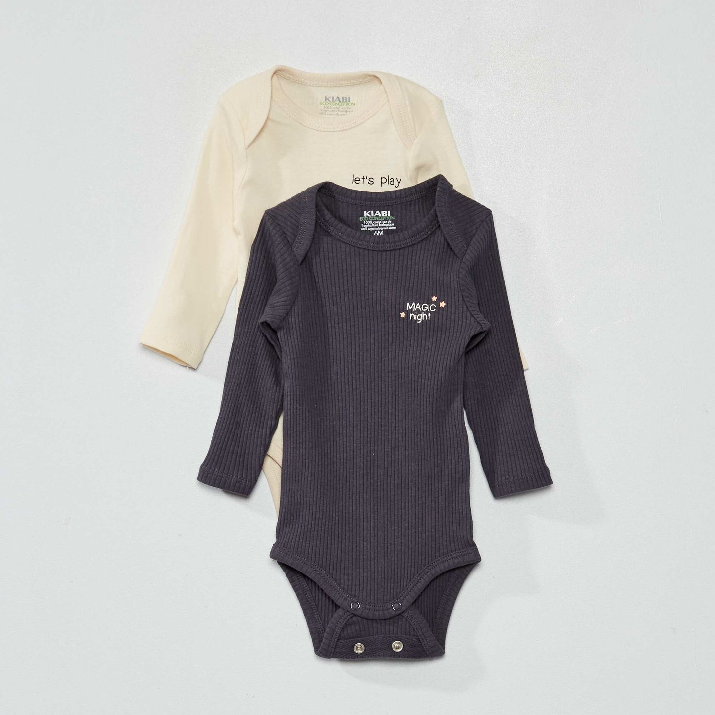 Pack of two bodies with a double row of press-stud buttons BLACK