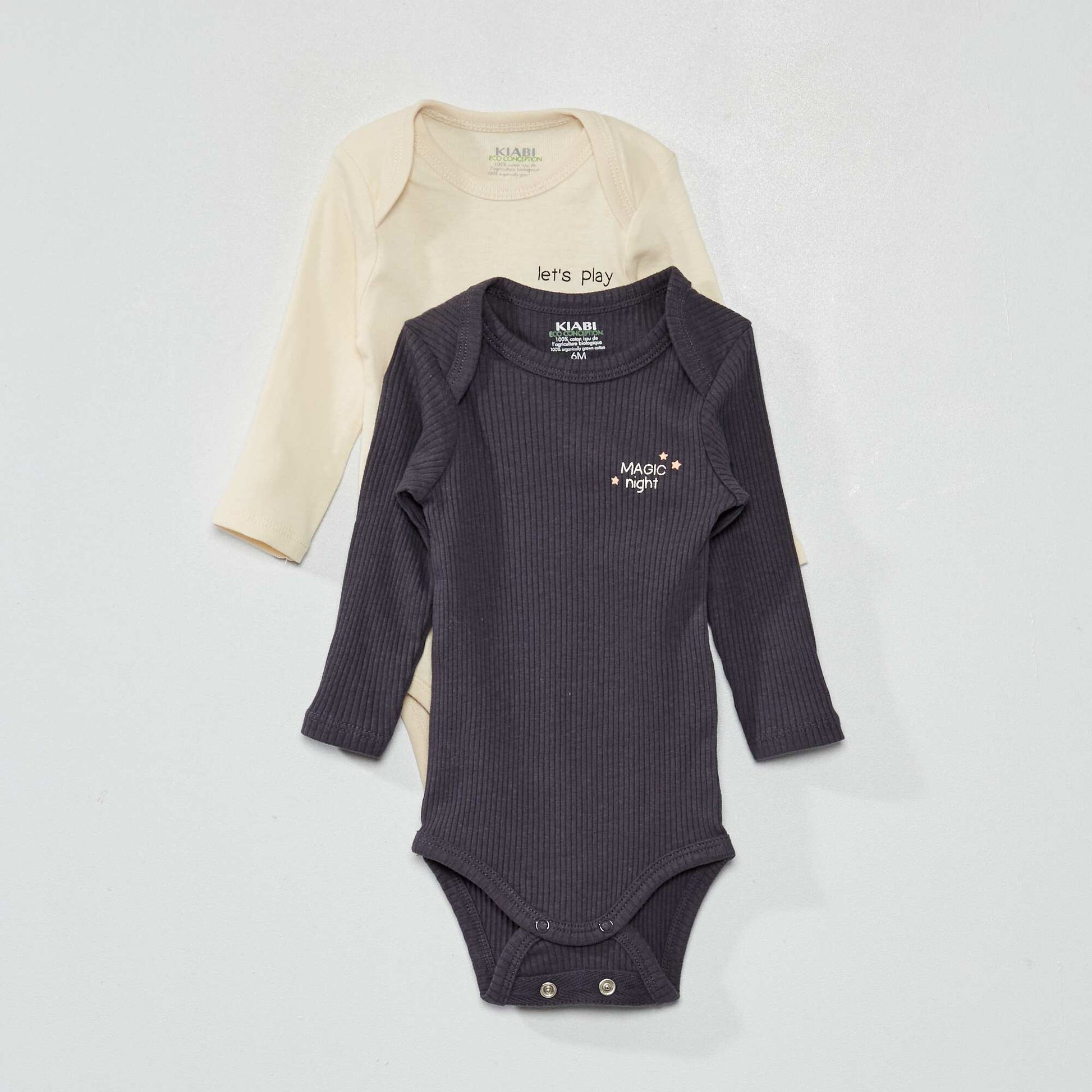 Pack of two bodies with a double row of press-stud buttons BLACK